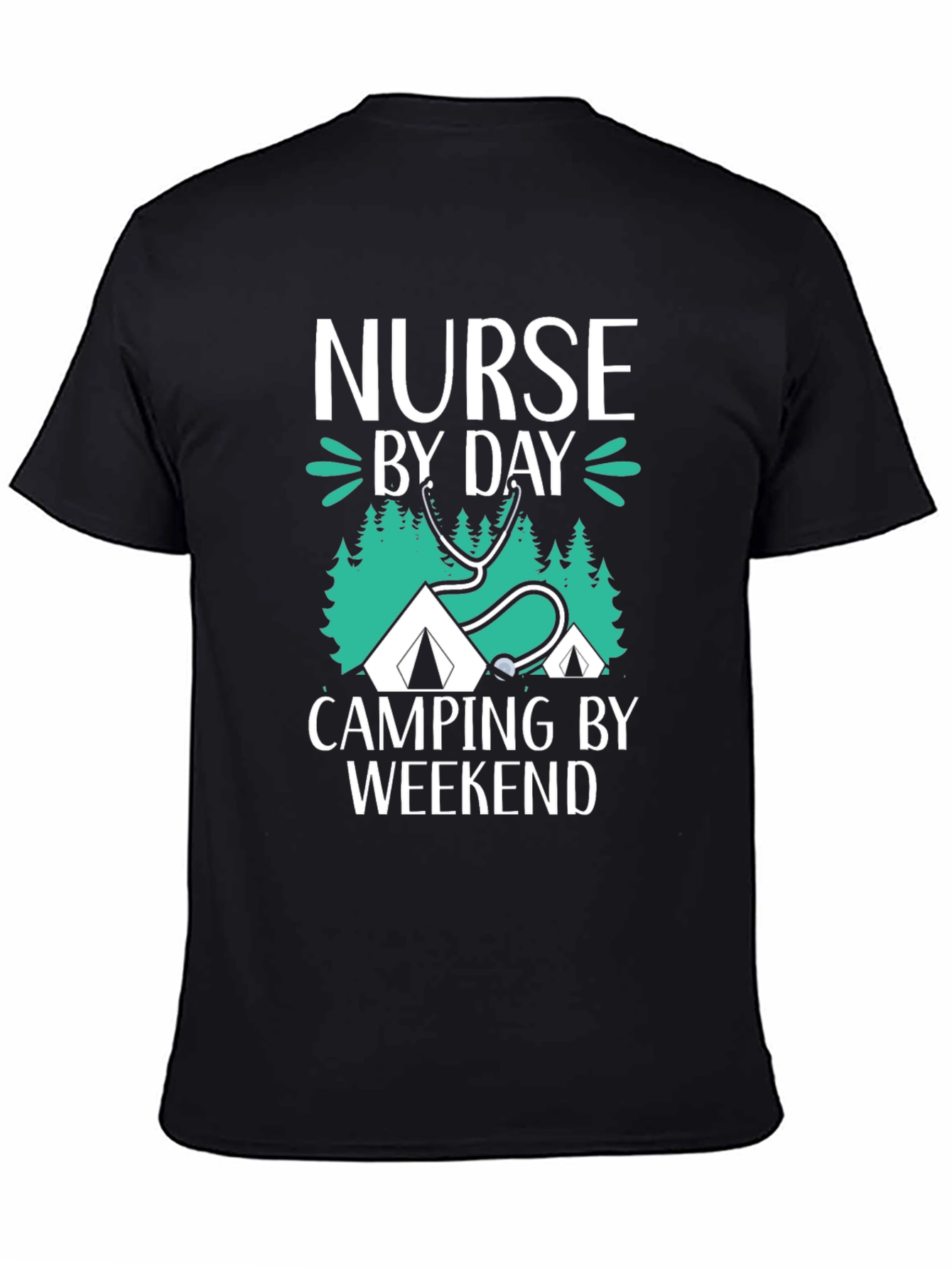 Nurse Camping Graphic T-Shirt - Black