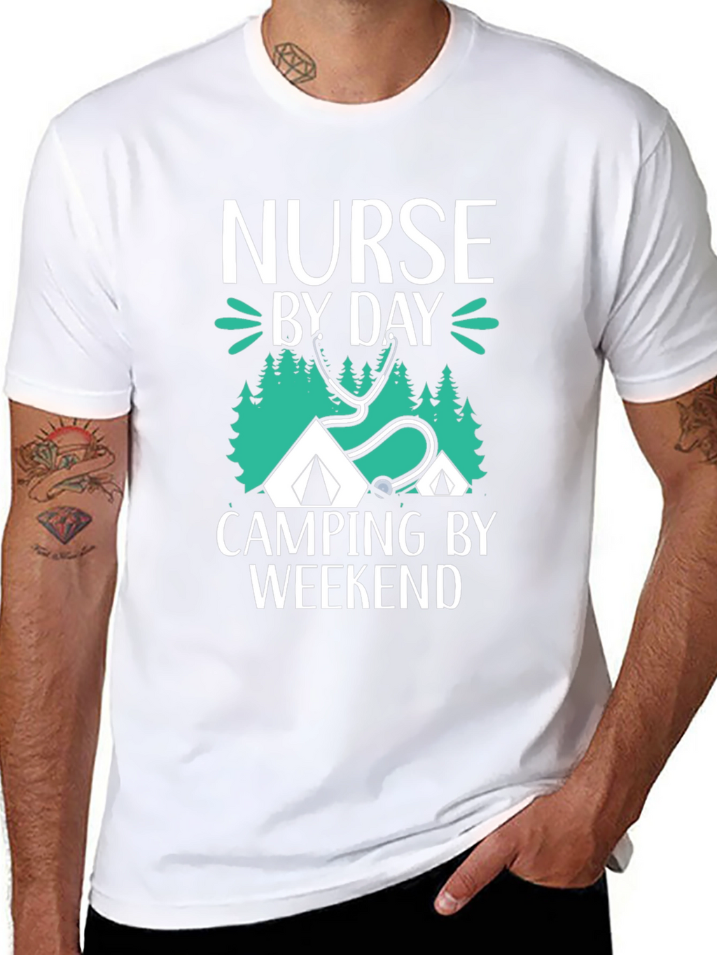 Nurse Camping Graphic T-Shirt - Black