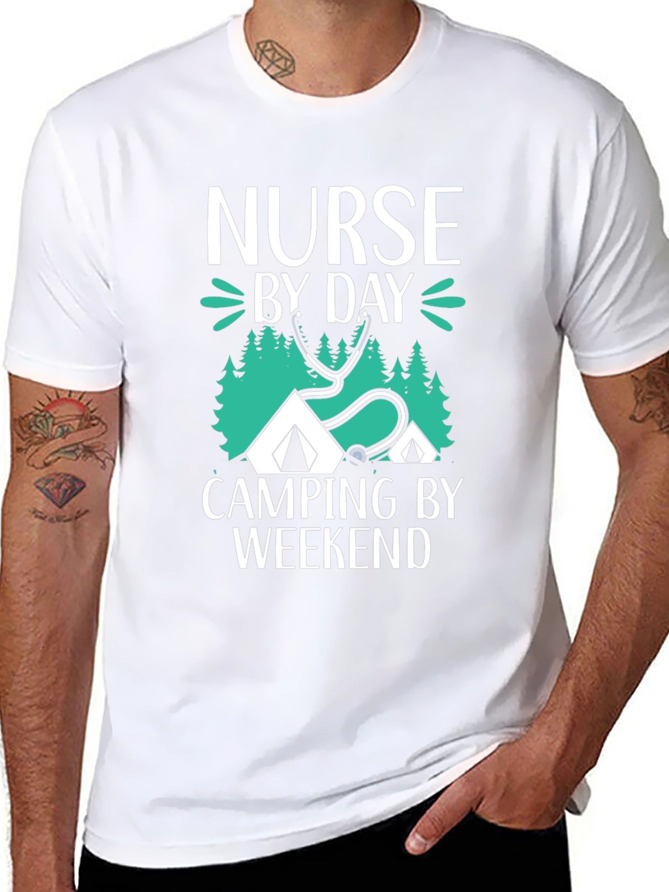 Nurse Camping Graphic T-Shirt - Black