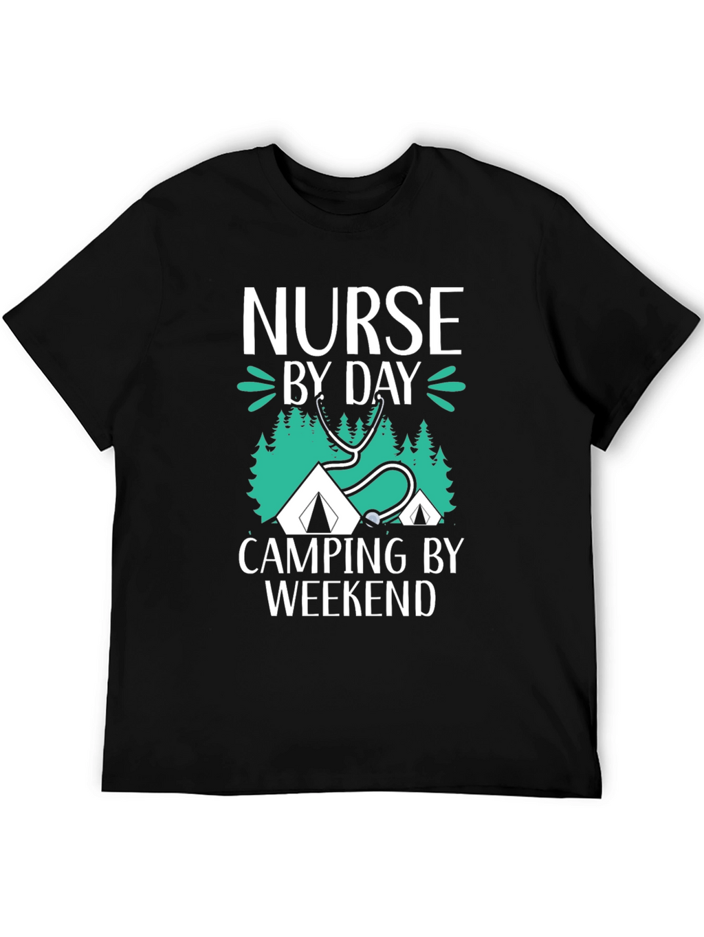 Nurse Camping Graphic T-Shirt - Black