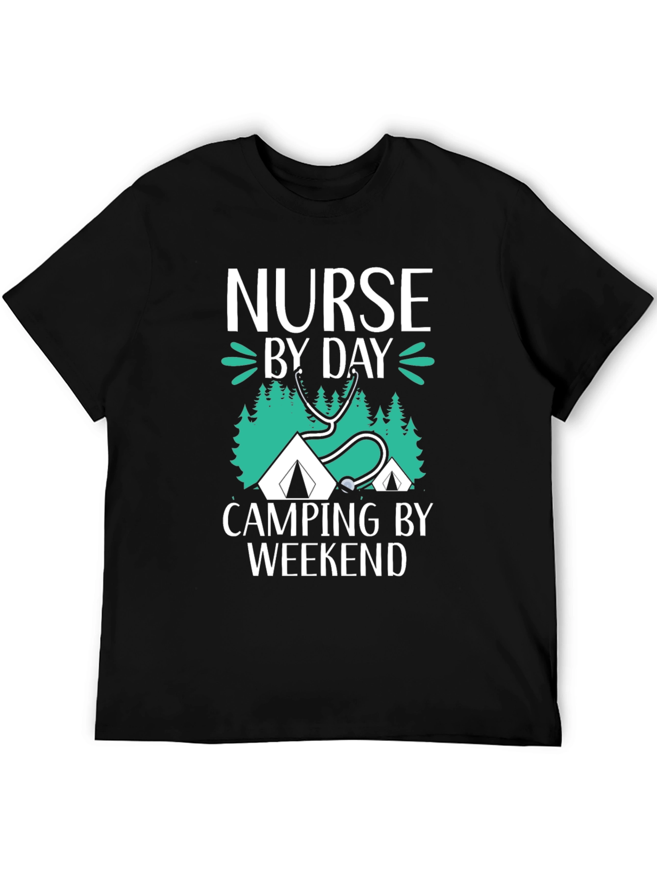 Nurse Camping Graphic T-Shirt - Black