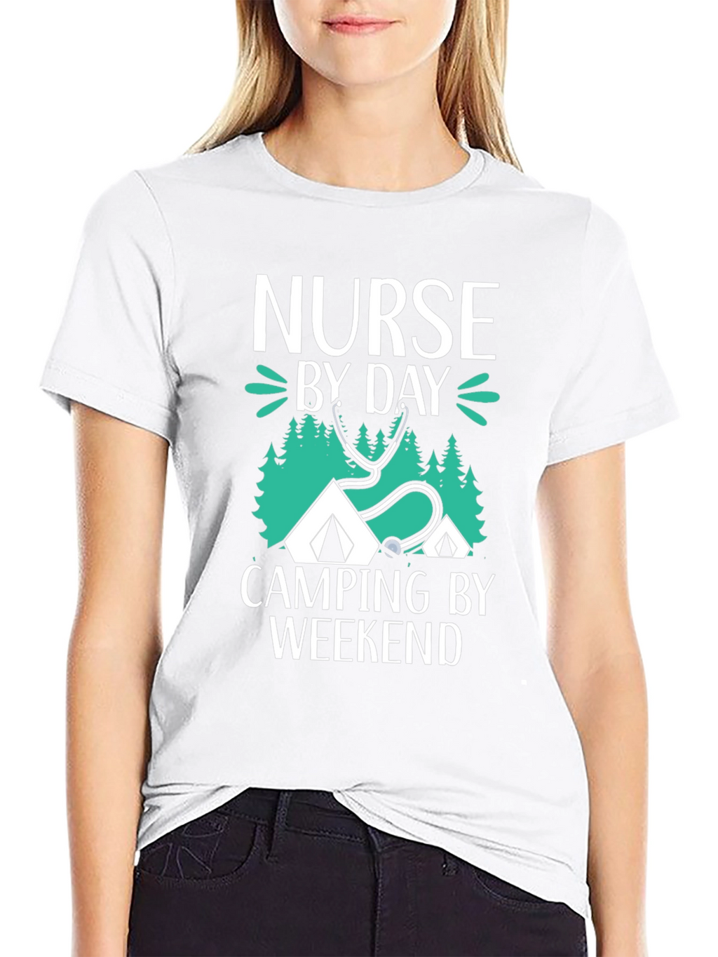 Nurse Camping Graphic T-Shirt - Black
