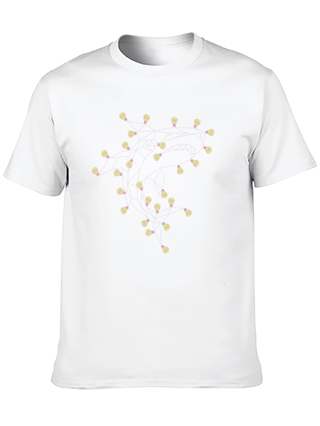 Connected Bulbs Black T-Shirt - Illuminating Design