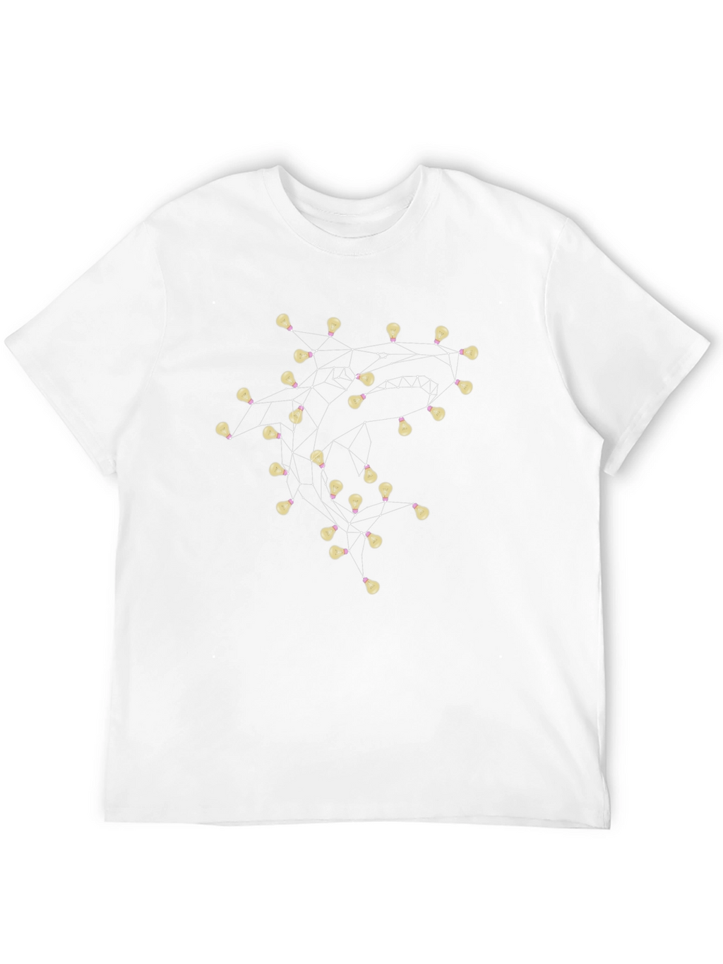 Connected Bulbs Black T-Shirt - Illuminating Design