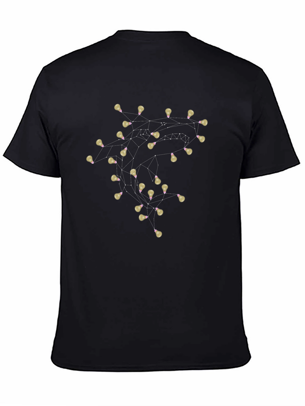Connected Bulbs Black T-Shirt - Illuminating Design