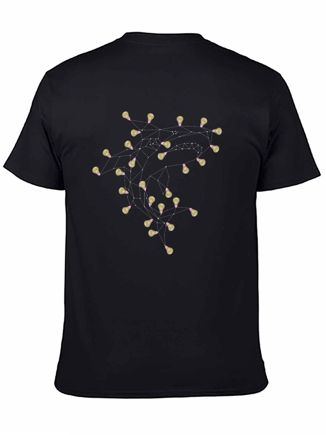 Connected Bulbs Black T-Shirt - Illuminating Design