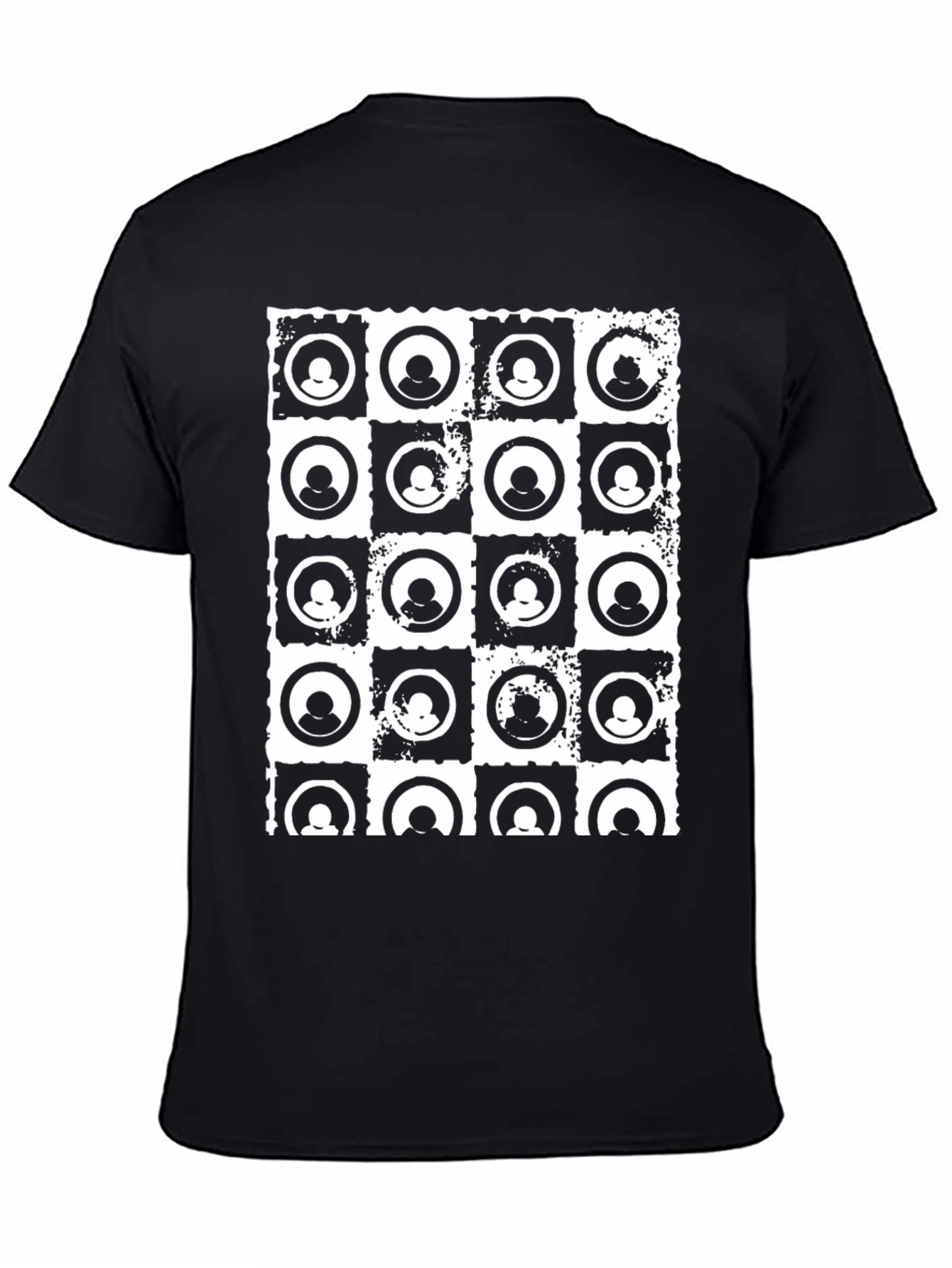 Abstract Grid Graphic Black T-Shirt