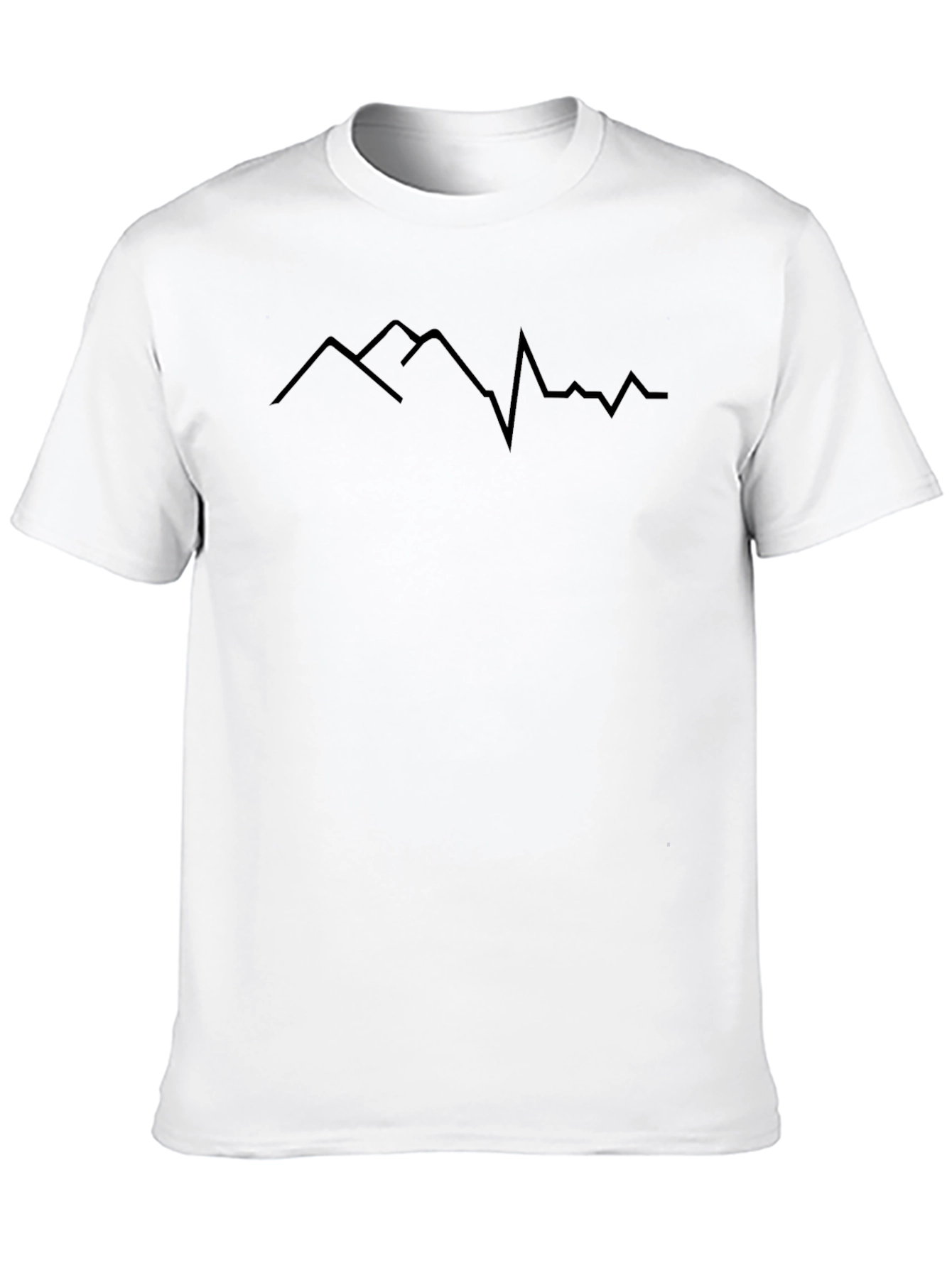 Mountain Heartbeat Graphic Tee - Black Casual T-Shirt