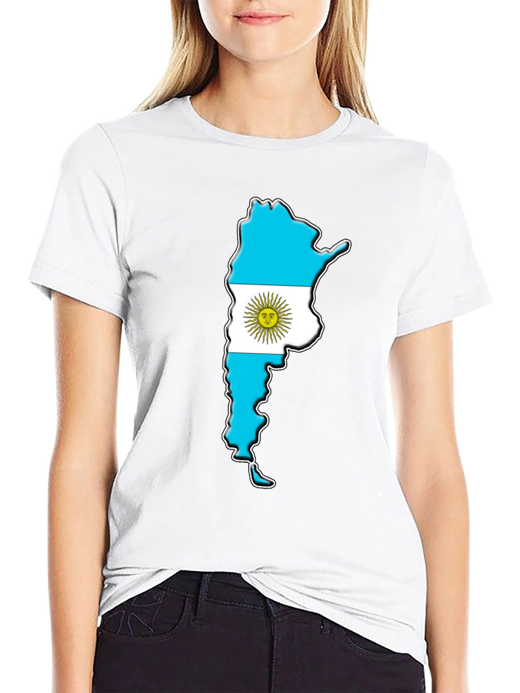 Argentina Flag Map Graphic Tee - Black
