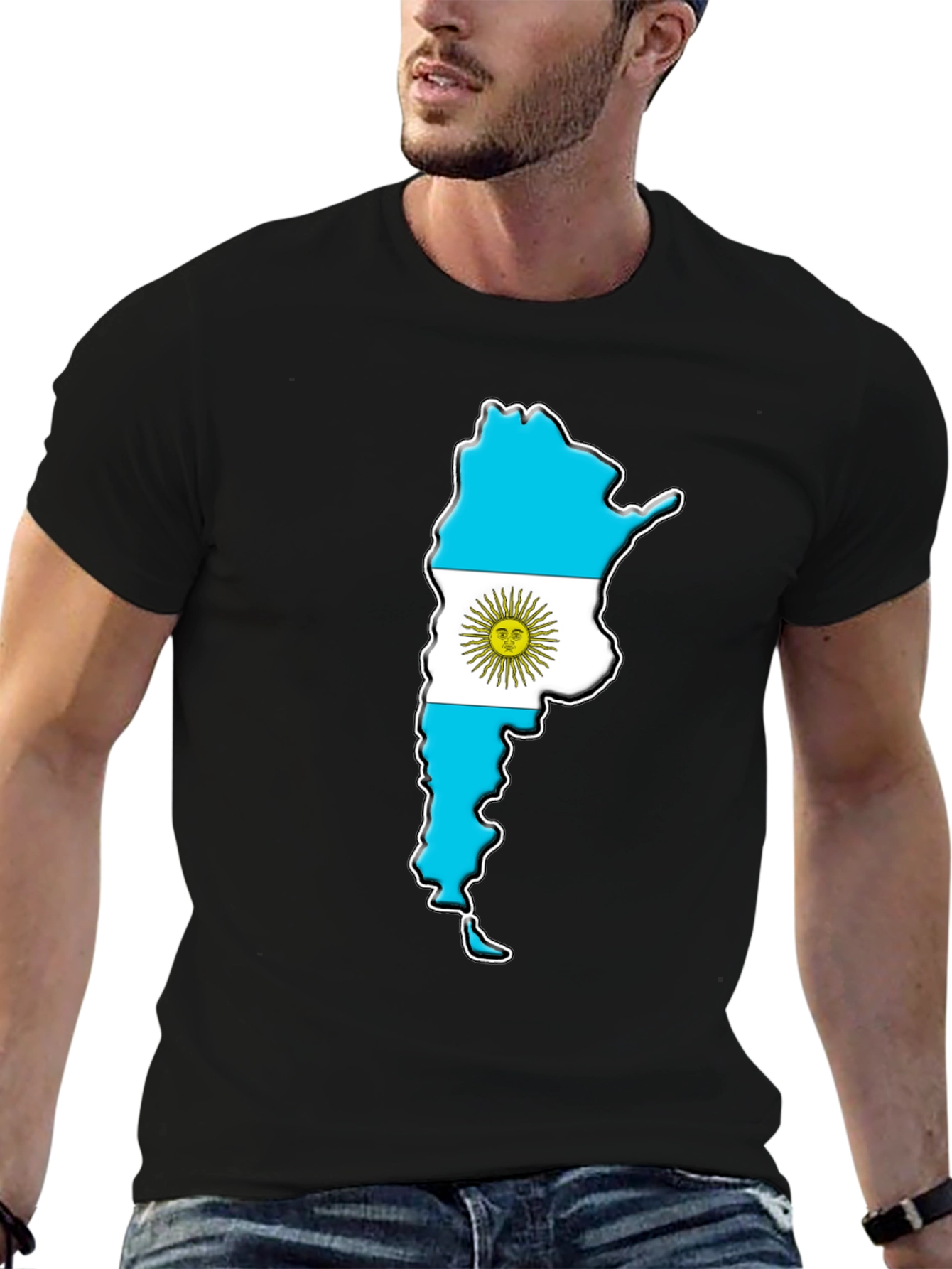 Argentina Flag Map Graphic Tee - Black