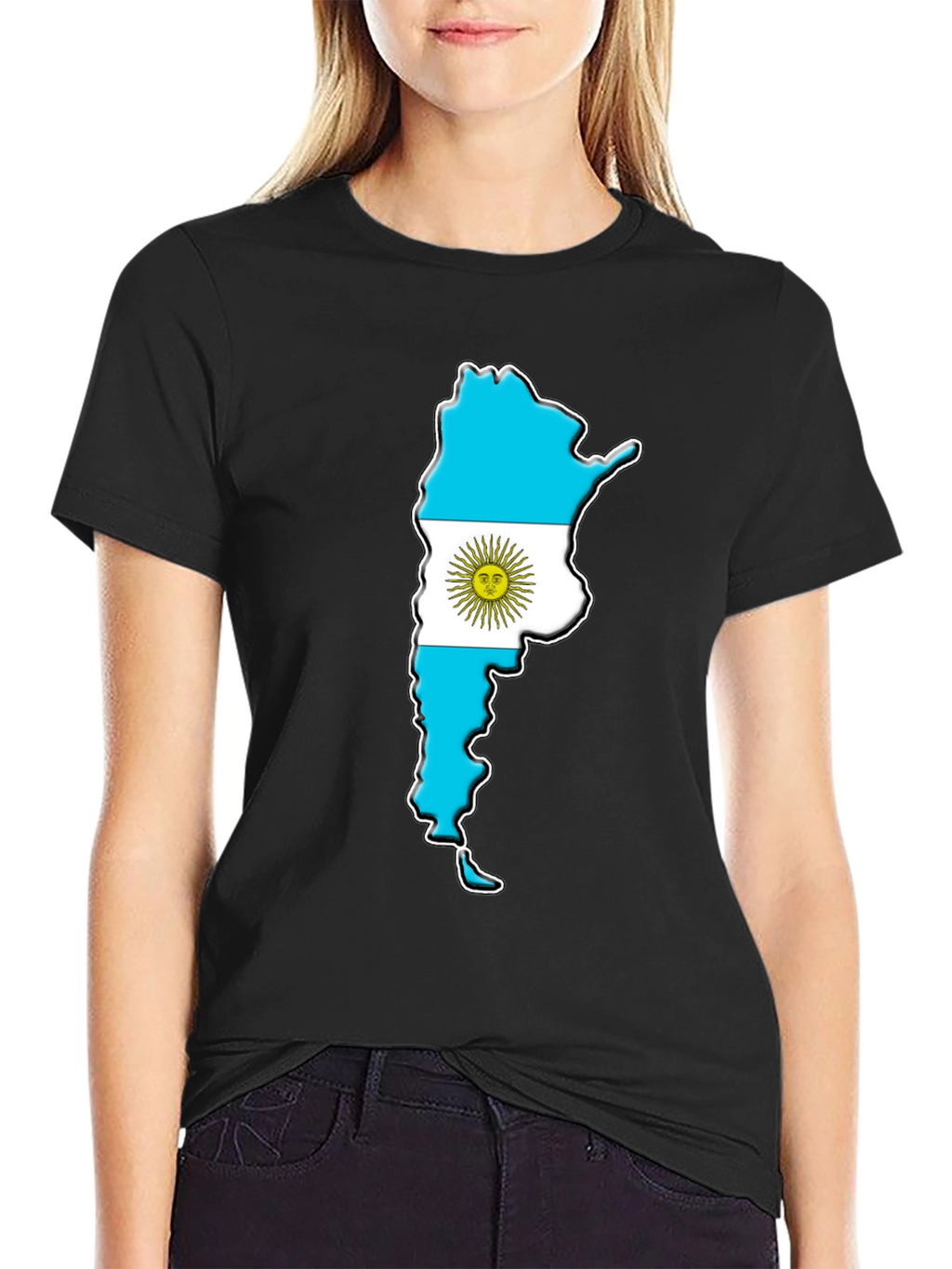 Argentina Flag Map Graphic Tee - Black