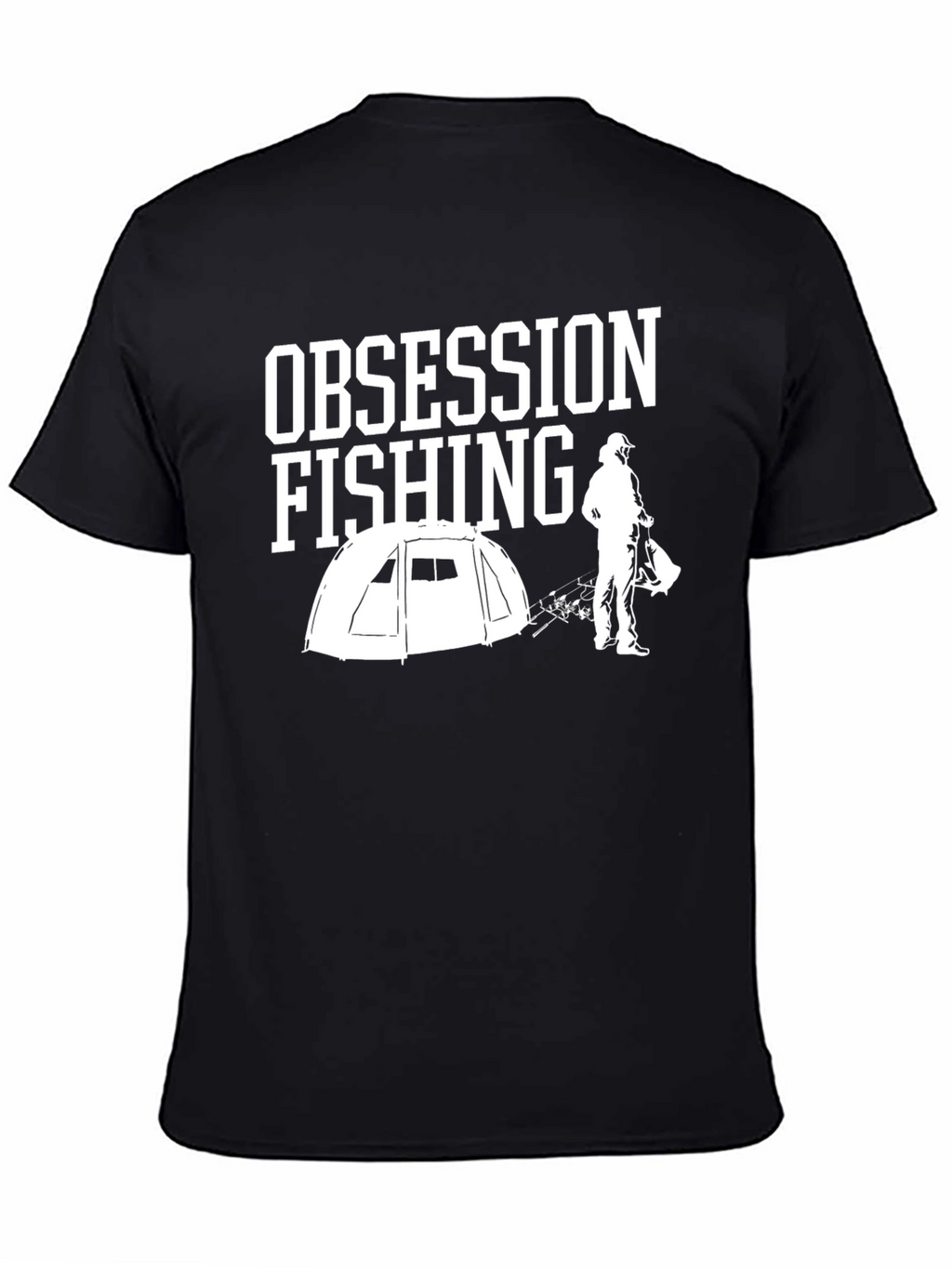 Obsession Fishing Graphic Tee - Mens Black Cotton T-Shirt