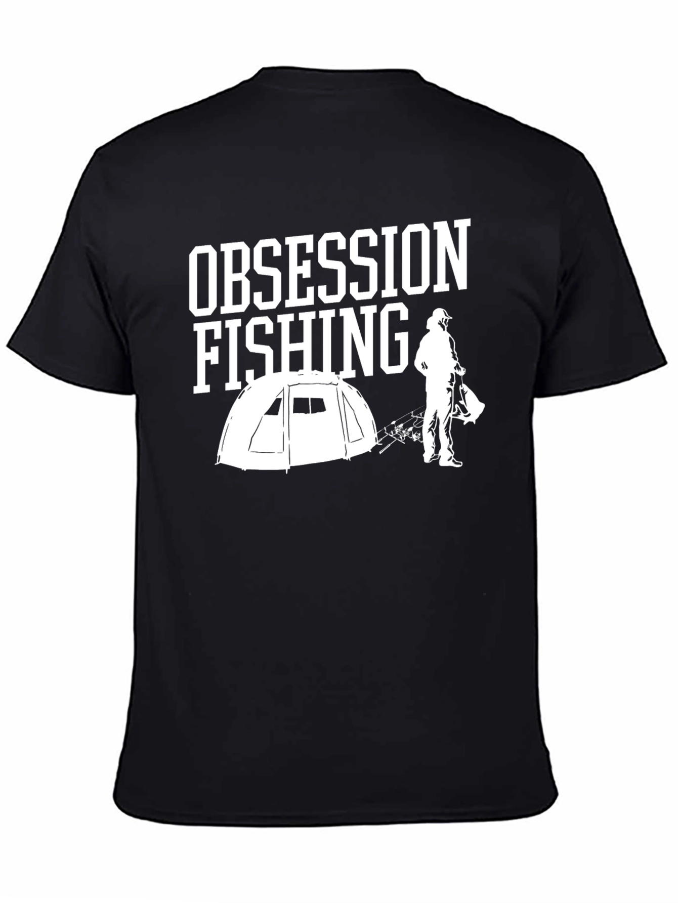 Obsession Fishing Graphic Tee - Mens Black Cotton T-Shirt