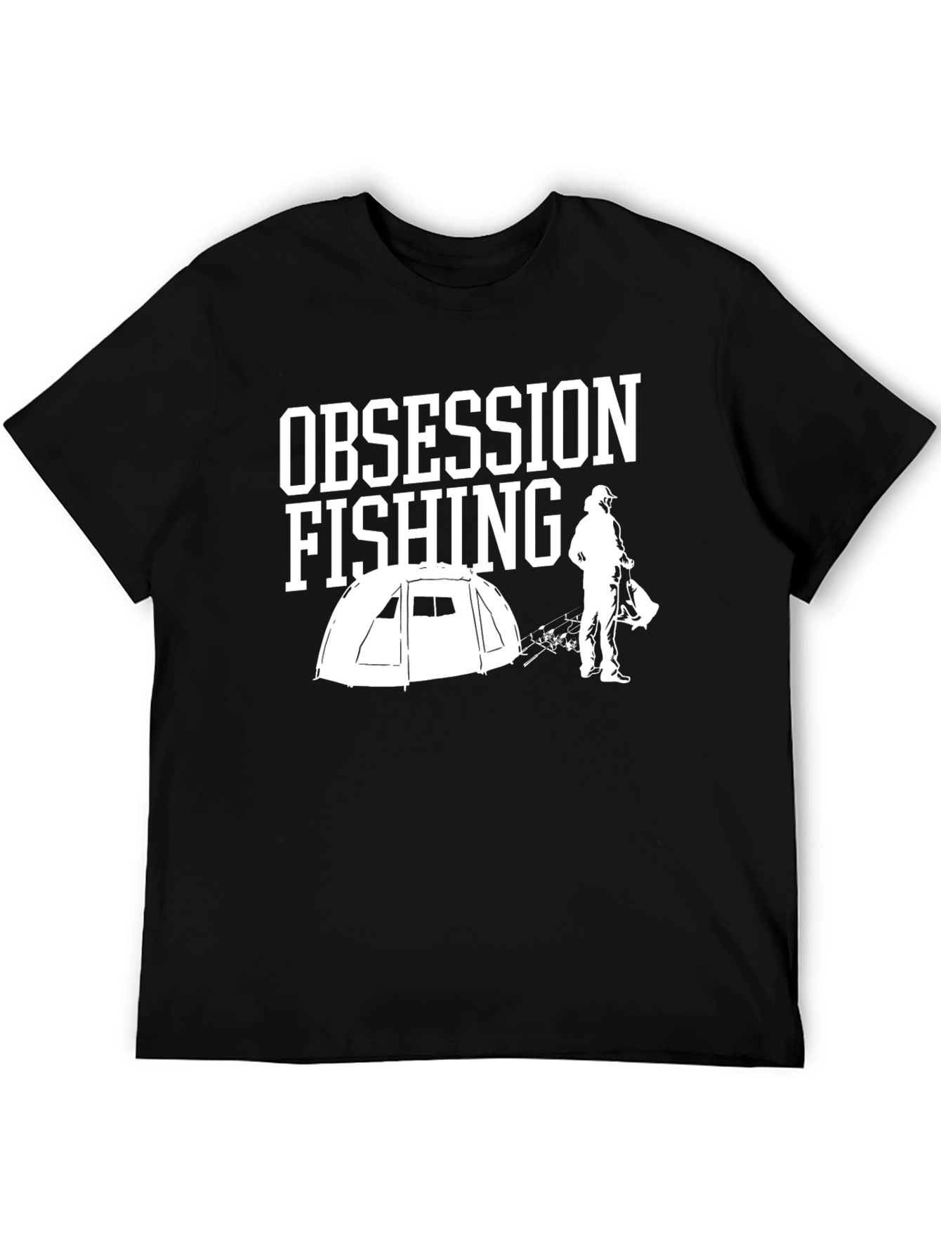 Obsession Fishing Graphic Tee - Mens Black Cotton T-Shirt