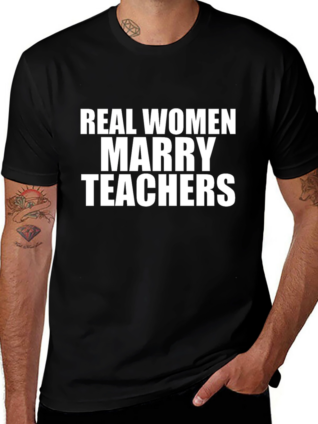 Real Women Marry Teachers Black T-Shirt