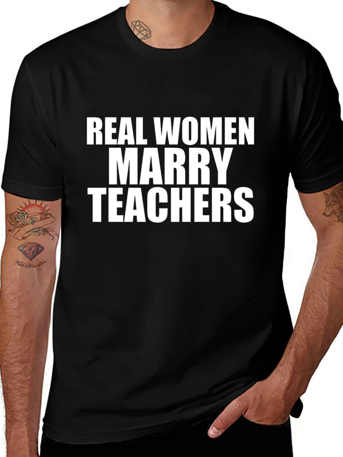 Real Women Marry Teachers Black T-Shirt