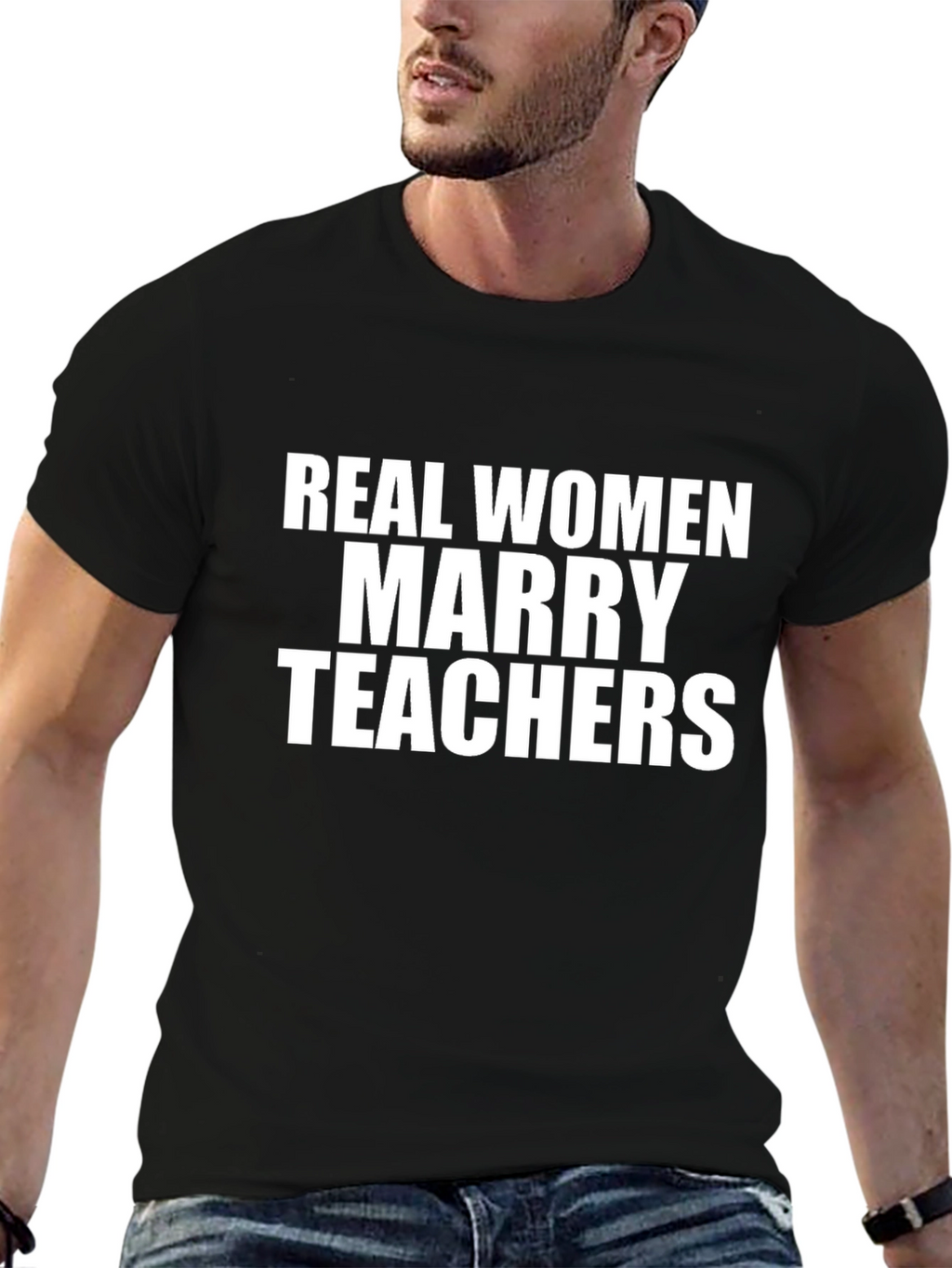 Real Women Marry Teachers Black T-Shirt