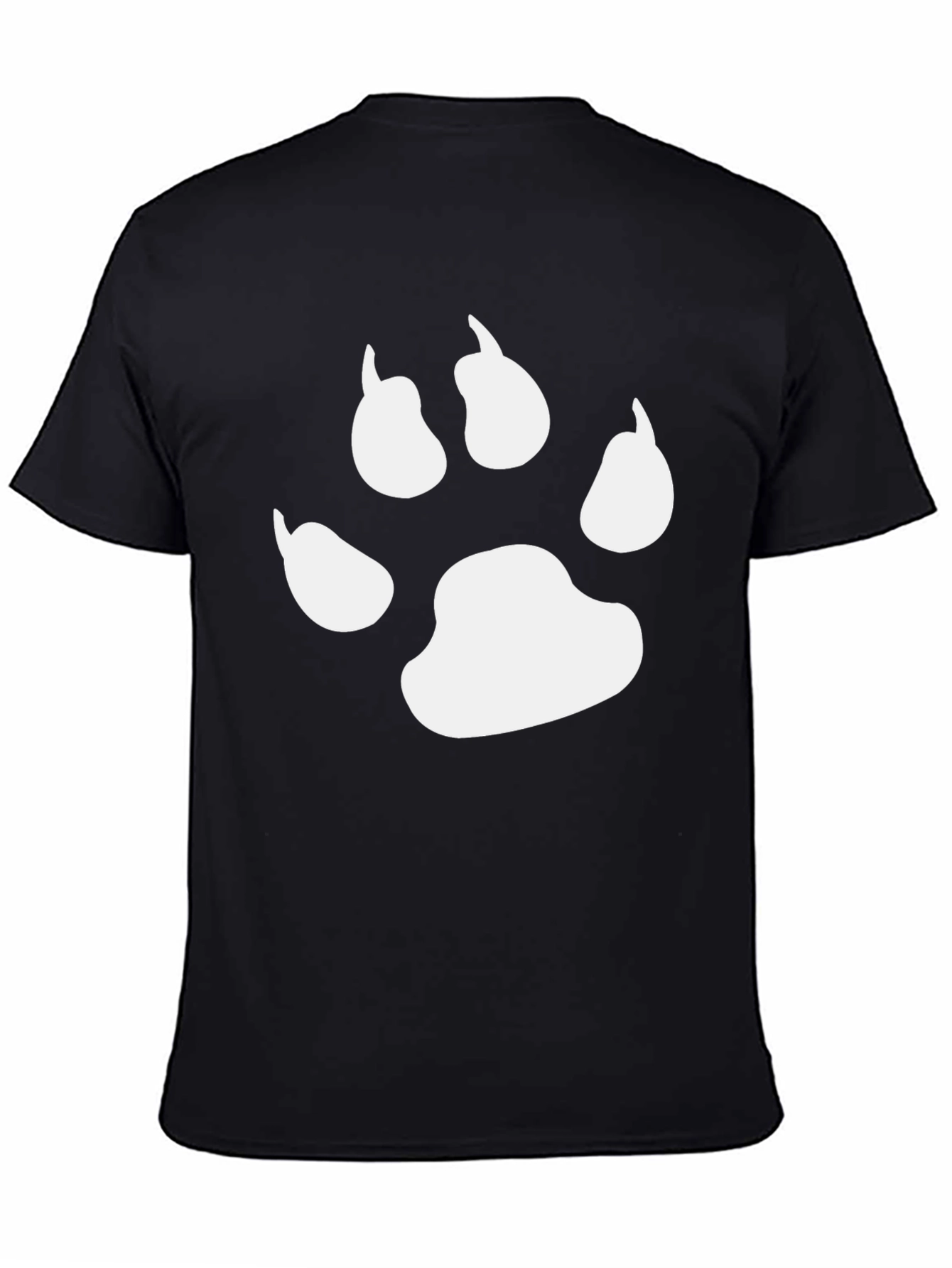 Black T-Shirt with White Paw Print