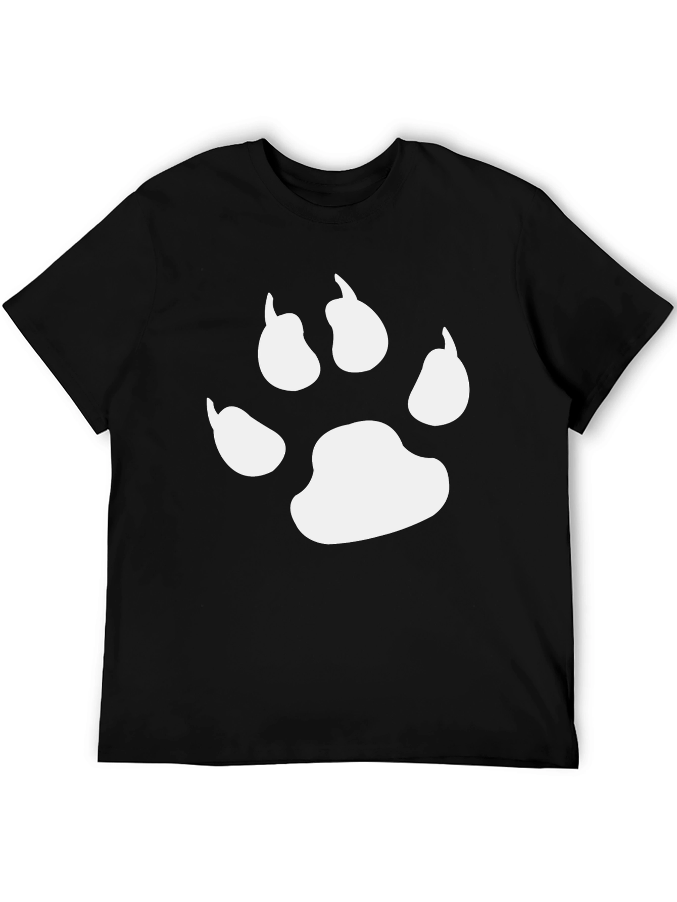 Black T-Shirt with White Paw Print