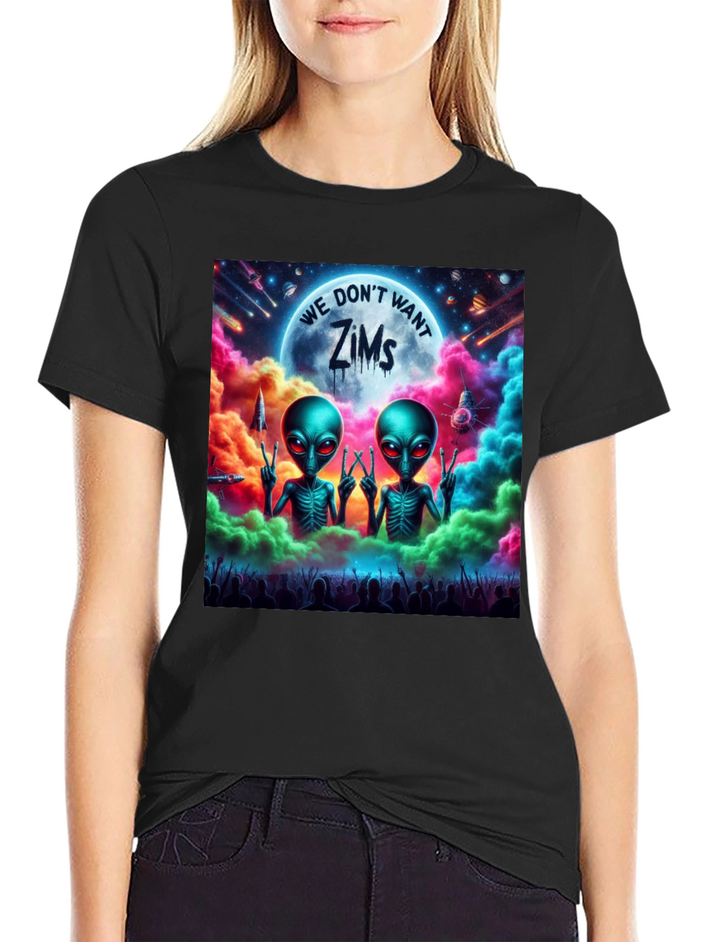 We Dont Want Zims Alien Graphic T-Shirt