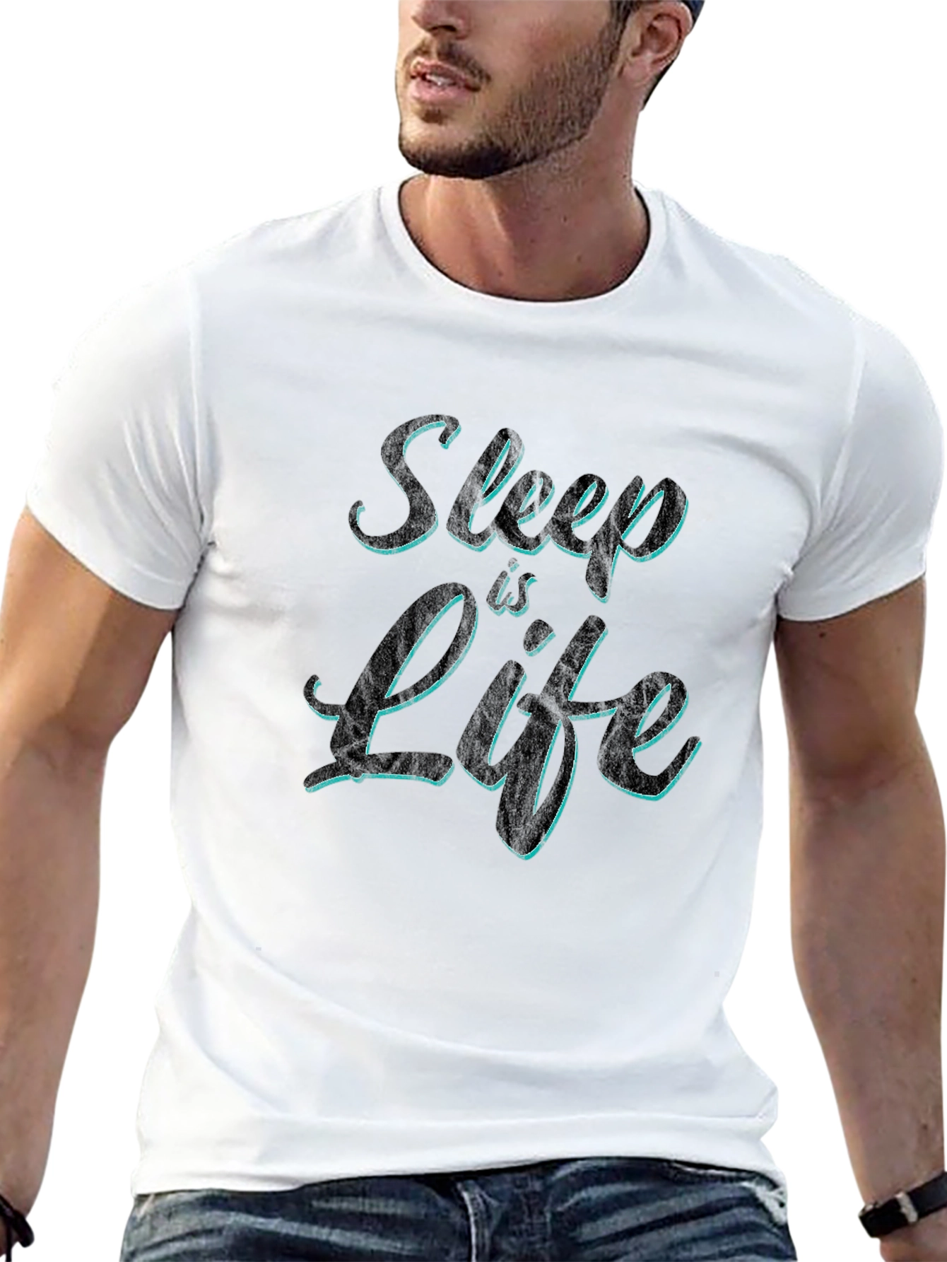 Sleep is Life Mens Black Graphic T-Shirt