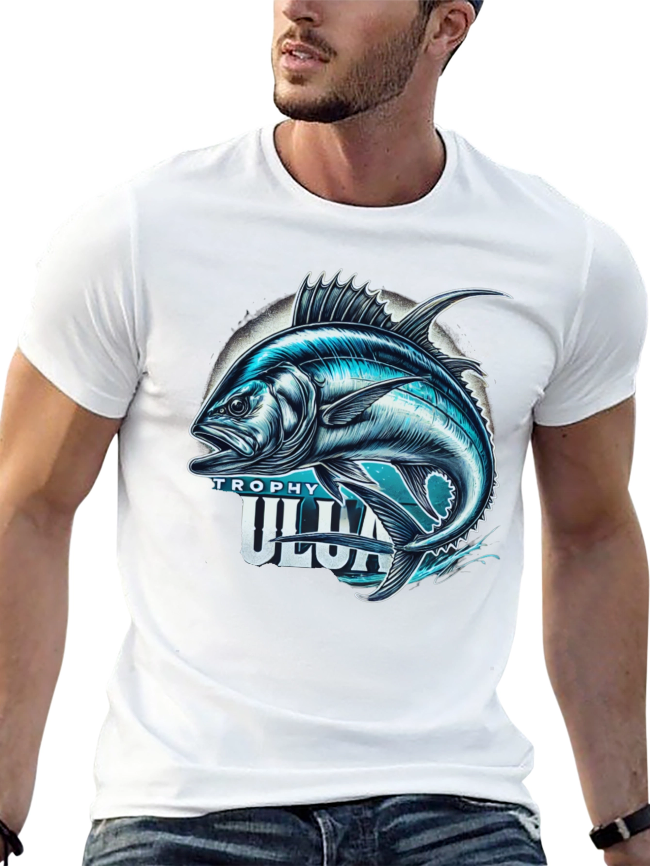 Trophy Ulua Black T-Shirt Fishing Graphic