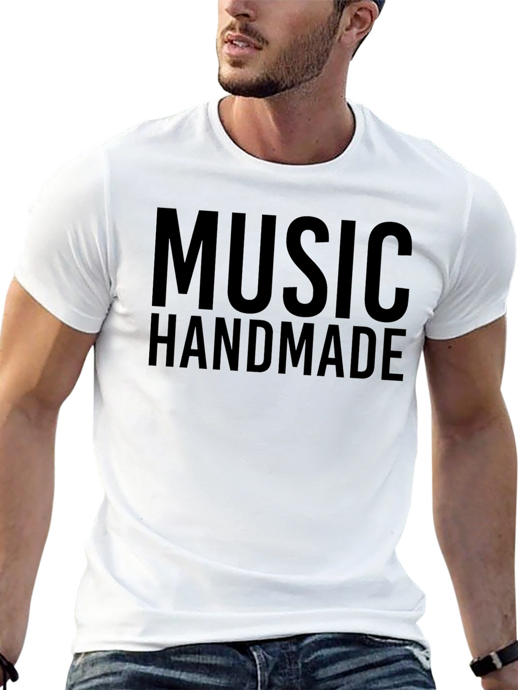 Music Handmade Graphic T-Shirt - Black Crew Neck Tee