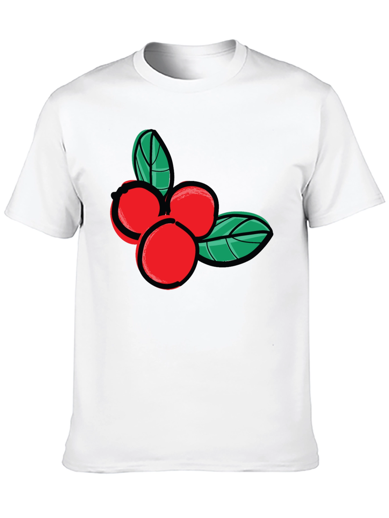 Festive Berry Graphic Tee - Black Cotton Casual Shirt