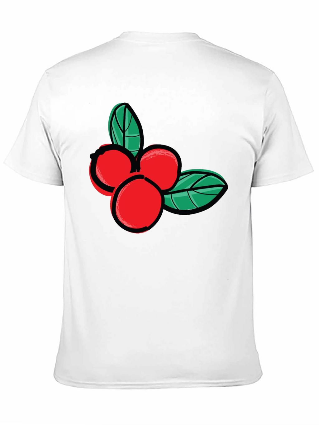 Festive Berry Graphic Tee - Black Cotton Casual Shirt