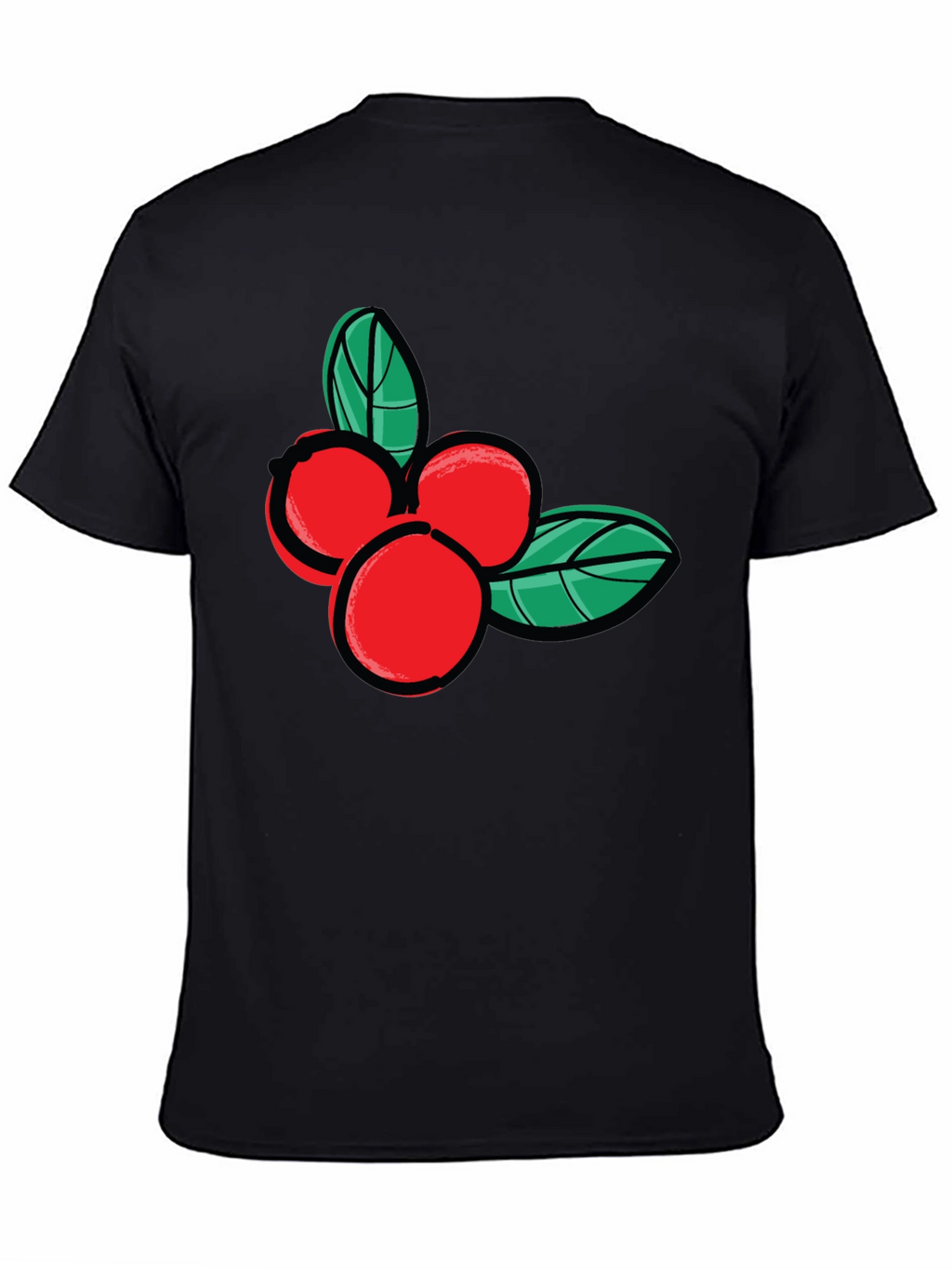 Festive Berry Graphic Tee - Black Cotton Casual Shirt