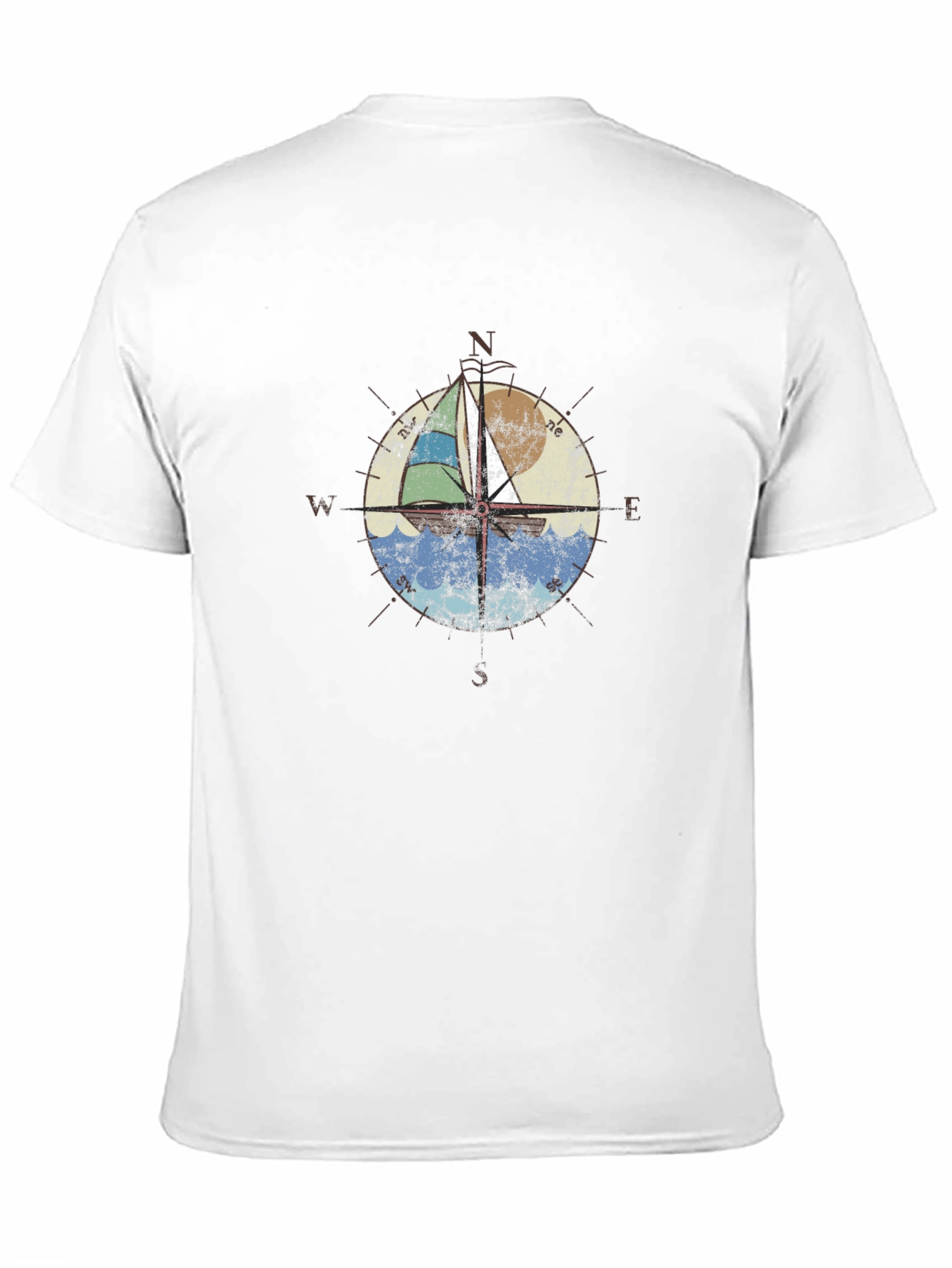 Nautical Compass Sailboat Graphic T-Shirt