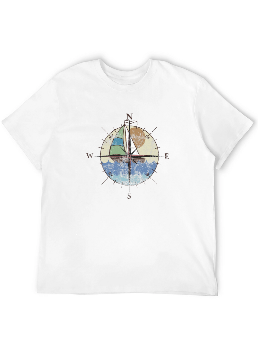Nautical Compass Sailboat Graphic T-Shirt