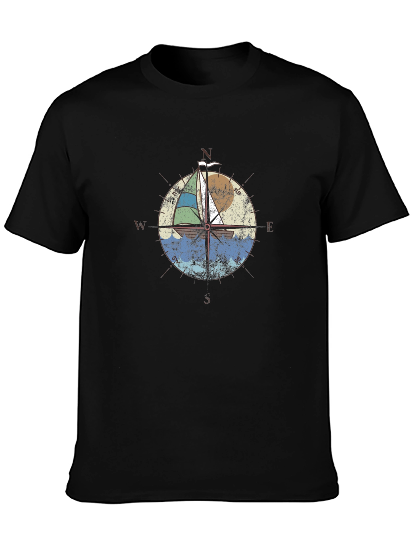 Nautical Compass Sailboat Graphic T-Shirt