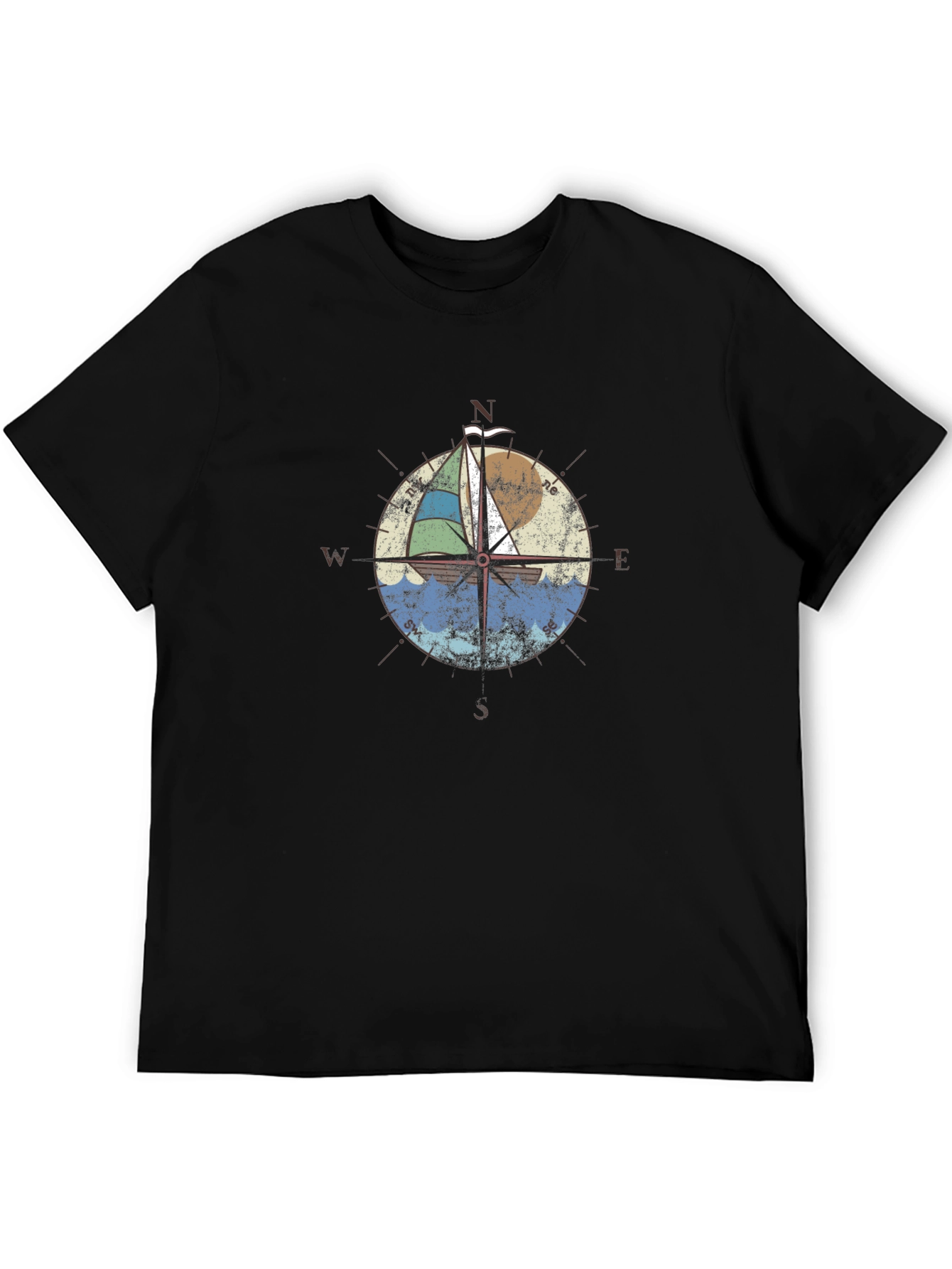 Nautical Compass Sailboat Graphic T-Shirt