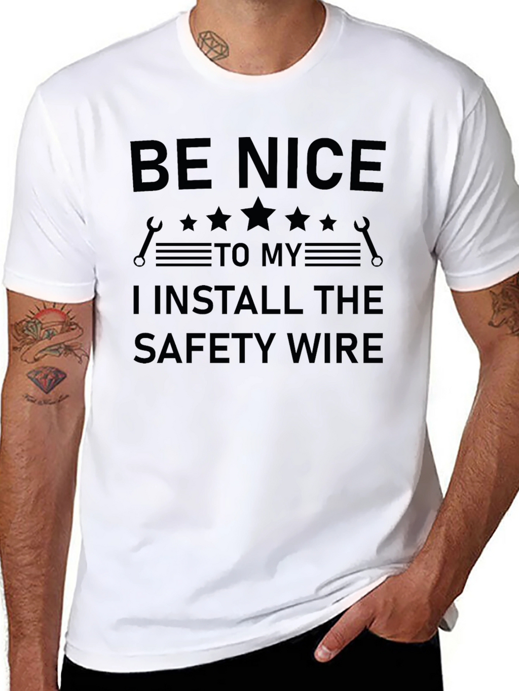 Be Nice Safety Wire Install T-Shirt - Mechanic Gift