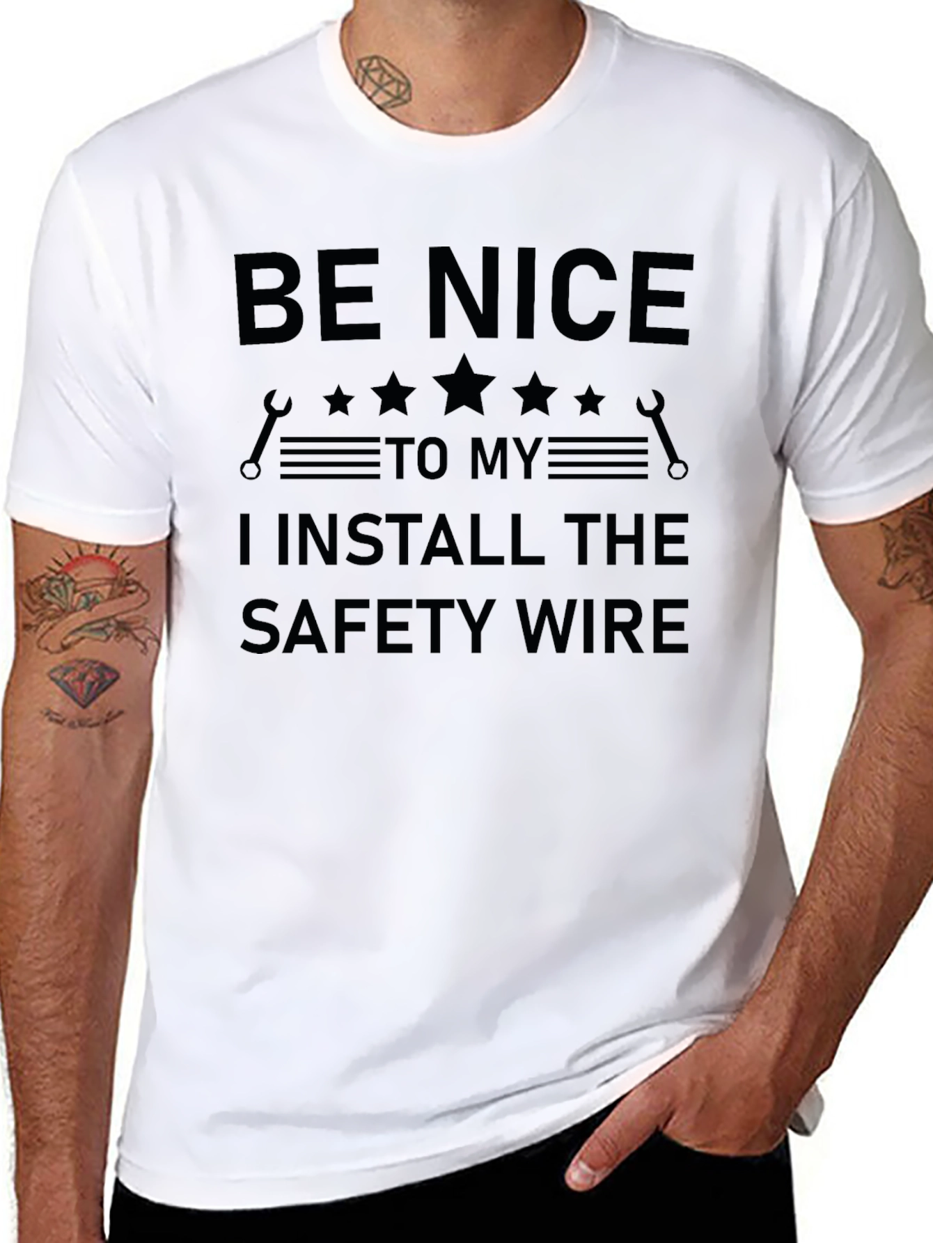 Be Nice Safety Wire Install T-Shirt - Mechanic Gift