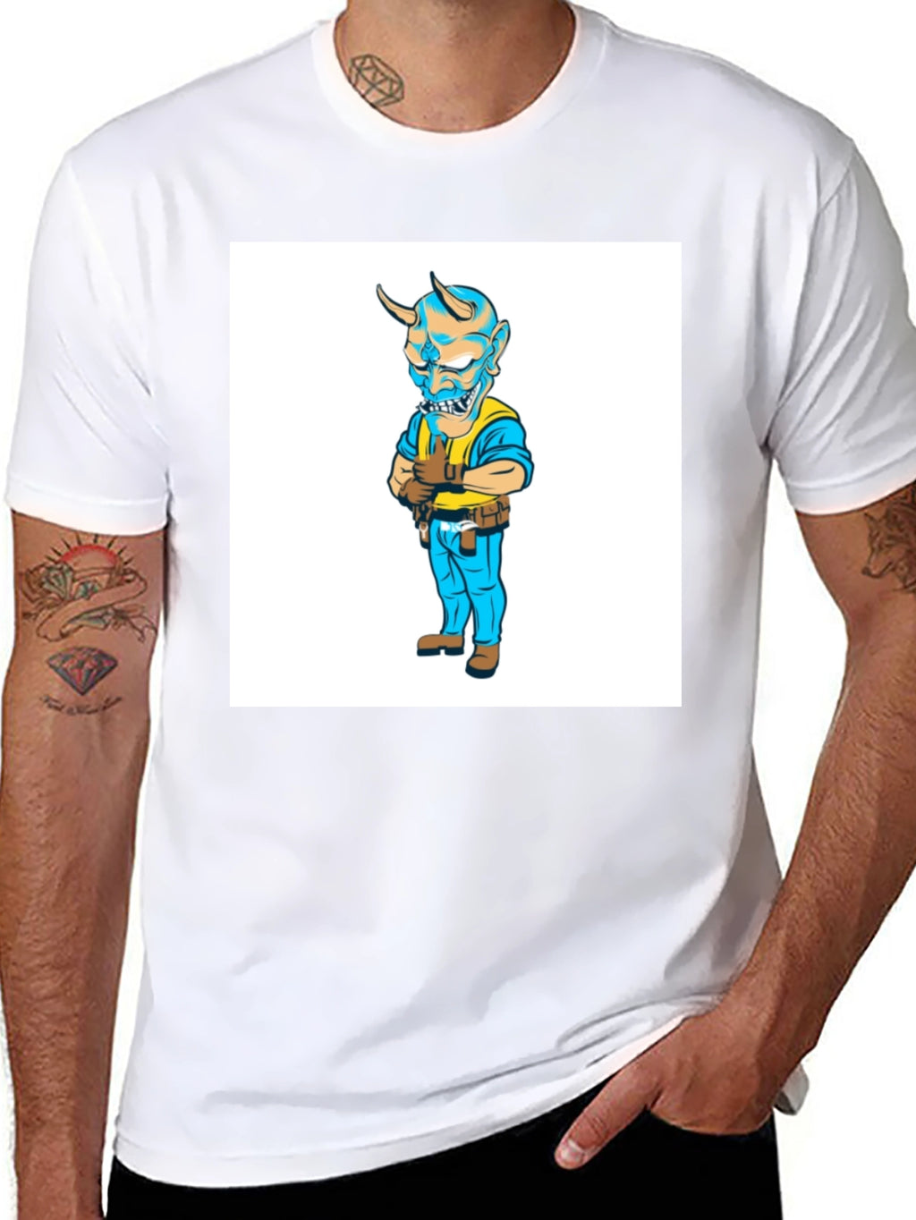 Devil Cartoon Character Black T-Shirt