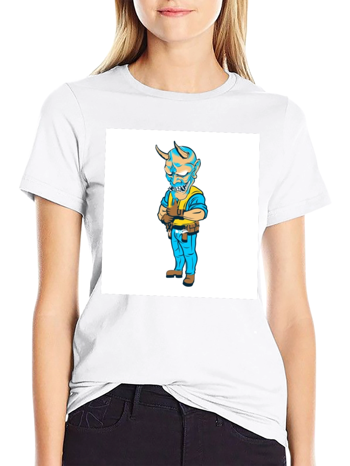 Devil Cartoon Character Black T-Shirt