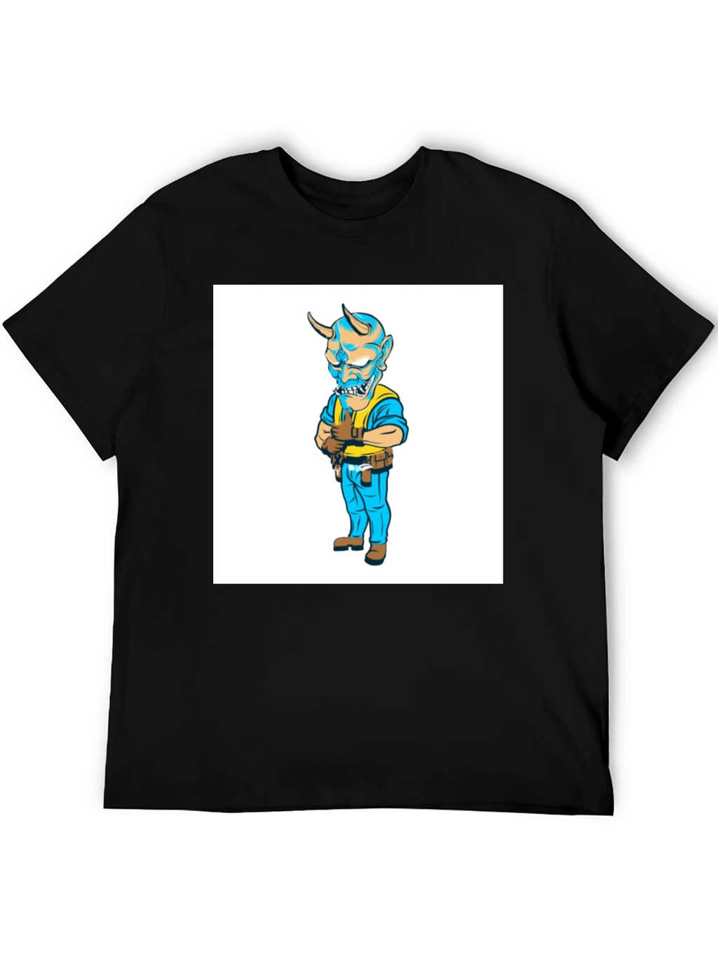 Devil Cartoon Character Black T-Shirt