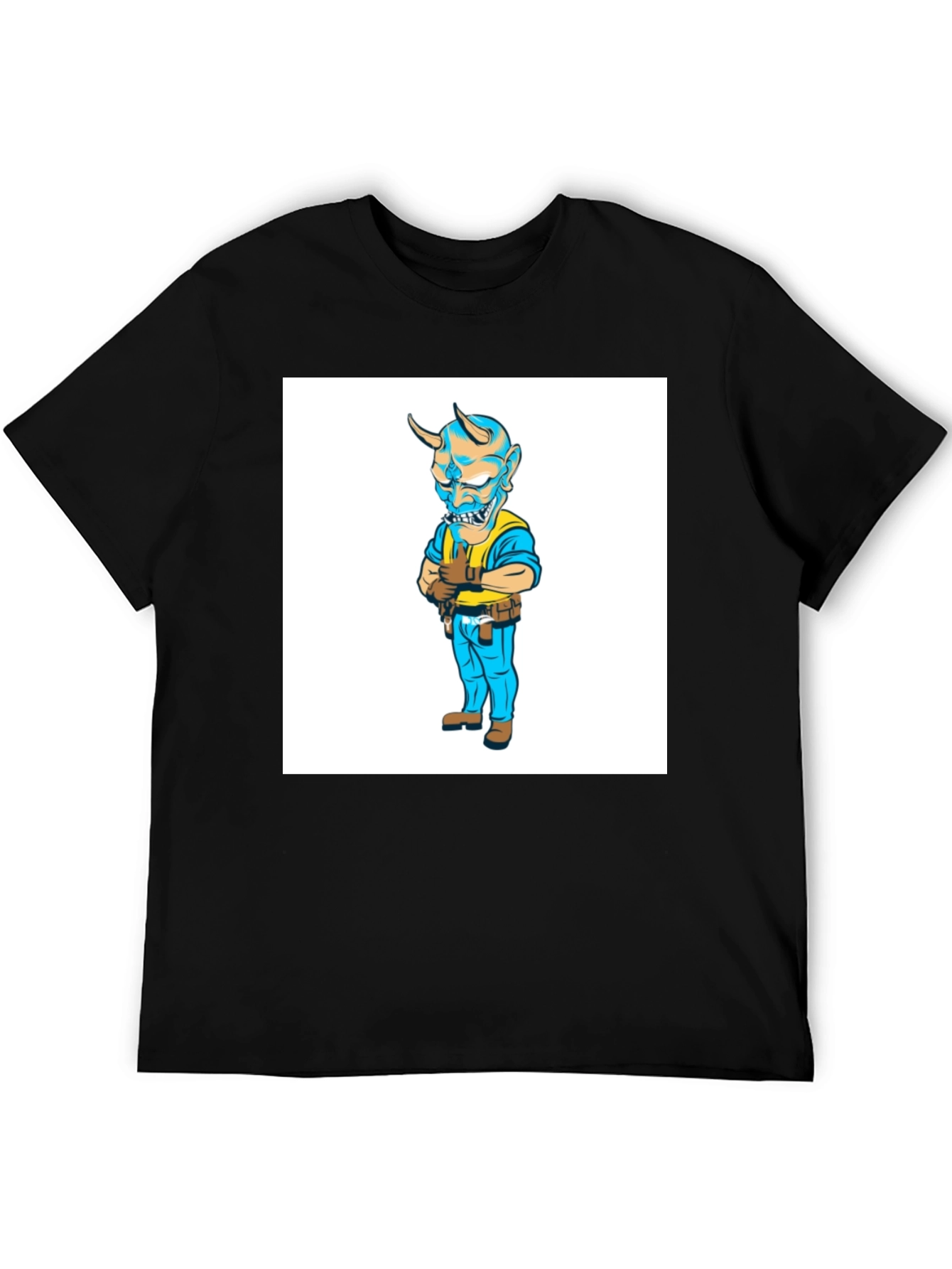 Devil Cartoon Character Black T-Shirt