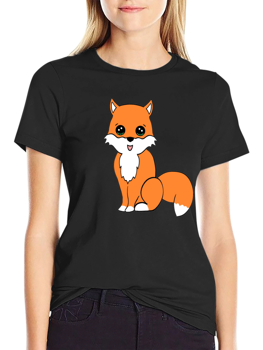 Cute Fox Graphic Tee - Black Unisex T-Shirt