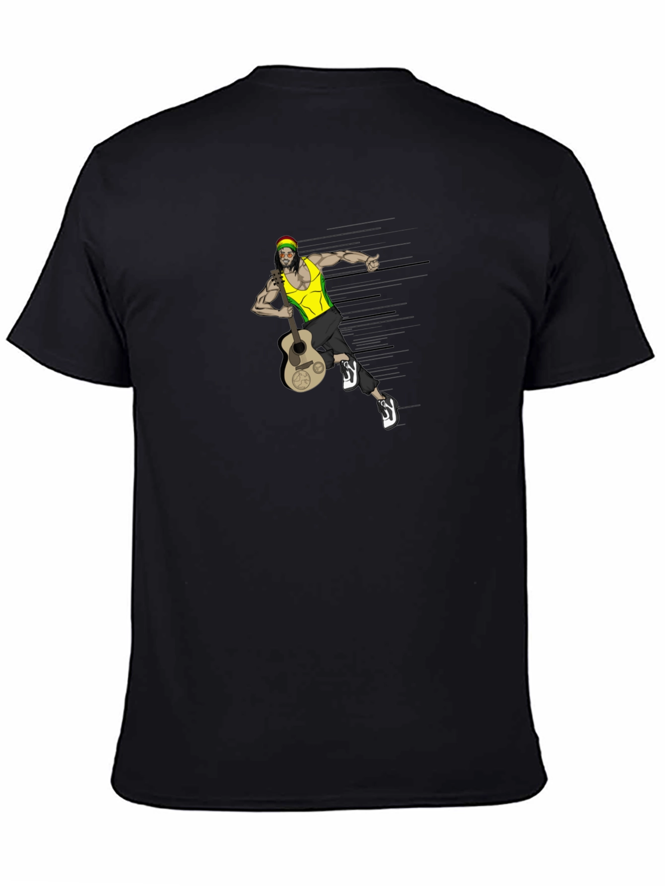 Rasta Man Guitar Graphic Tee - Black T-Shirt