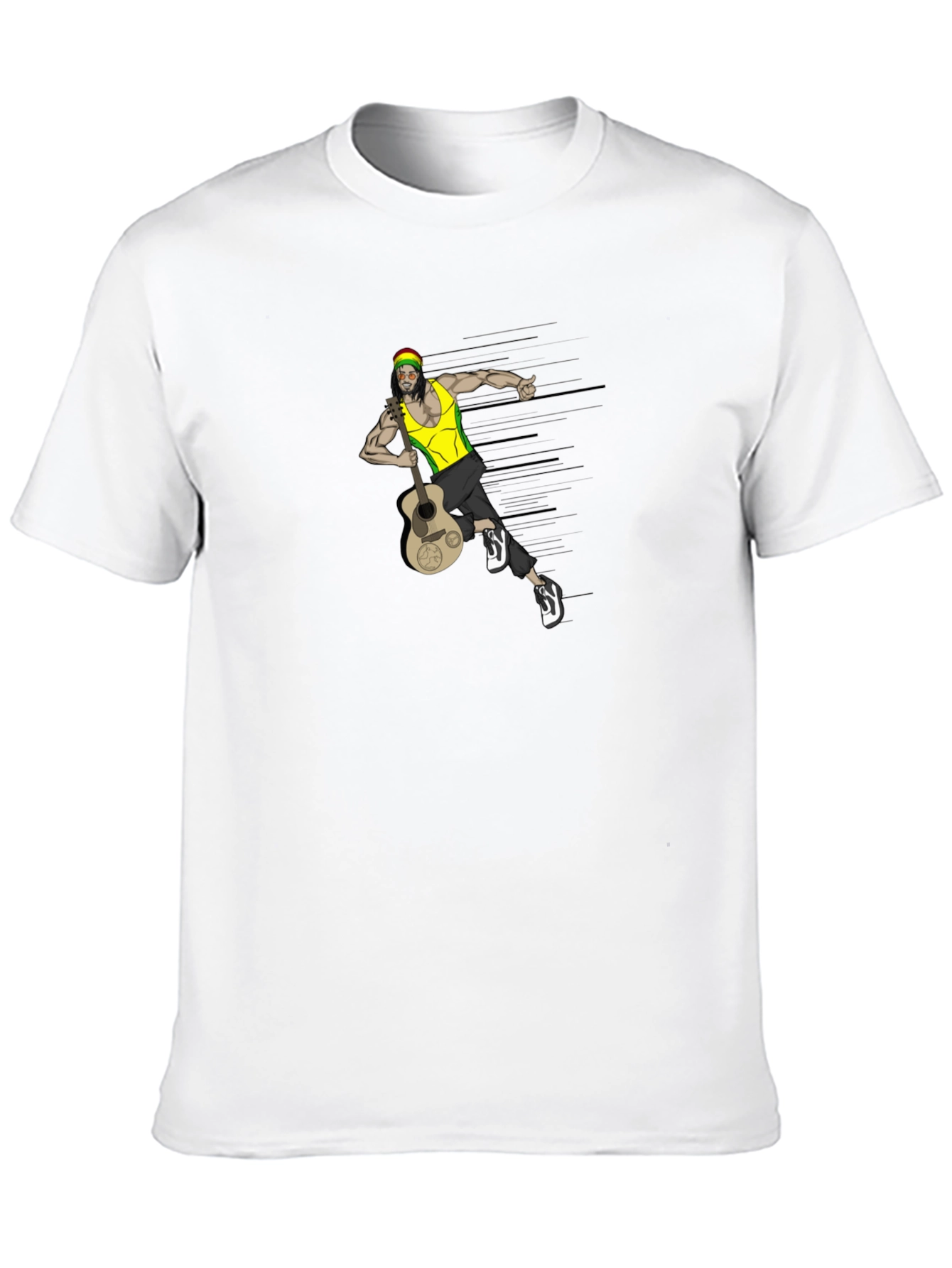 Rasta Man Guitar Graphic Tee - Black T-Shirt
