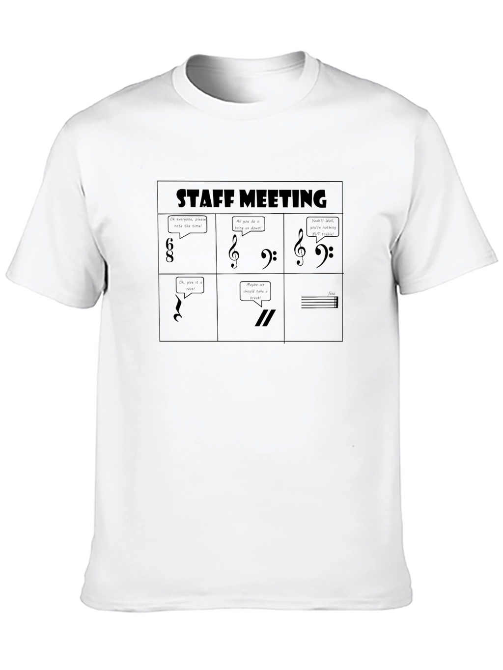 Musical Staff Meeting Black T-Shirt