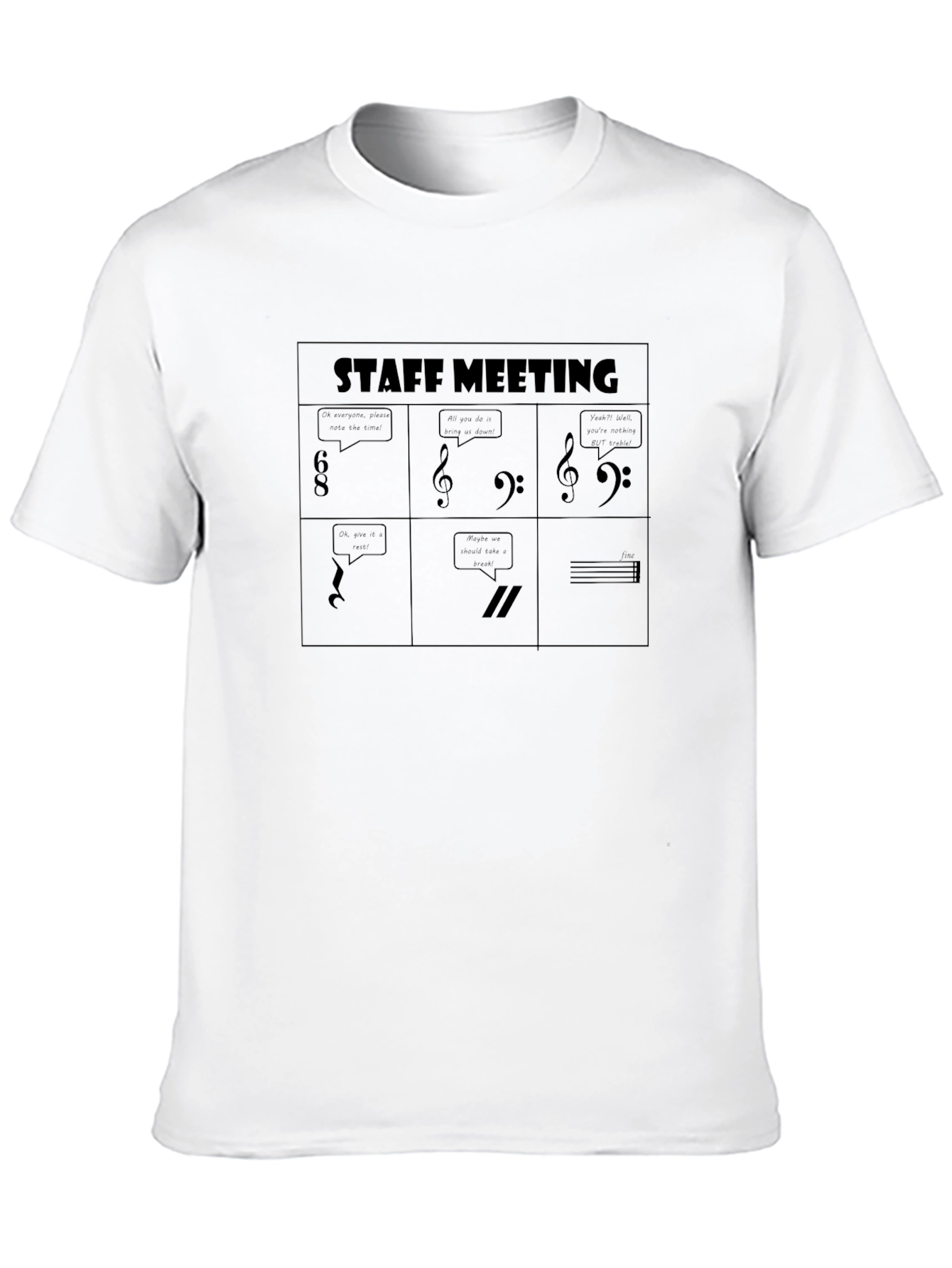 Musical Staff Meeting Black T-Shirt