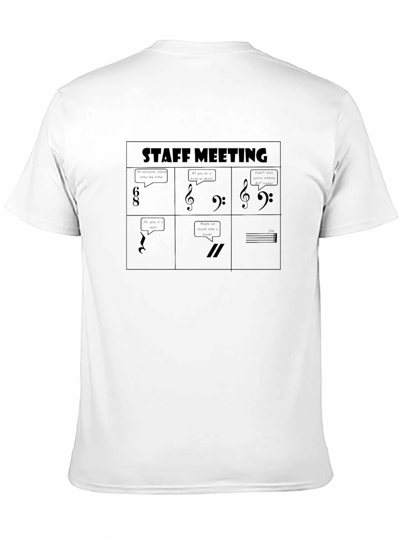 Musical Staff Meeting Black T-Shirt