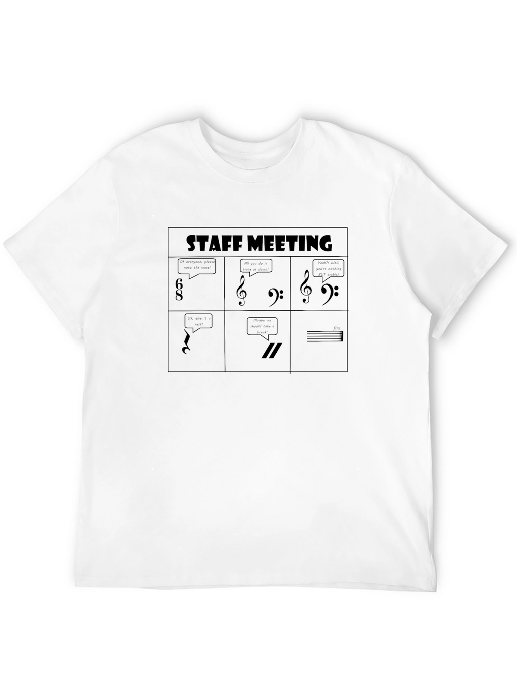 Musical Staff Meeting Black T-Shirt