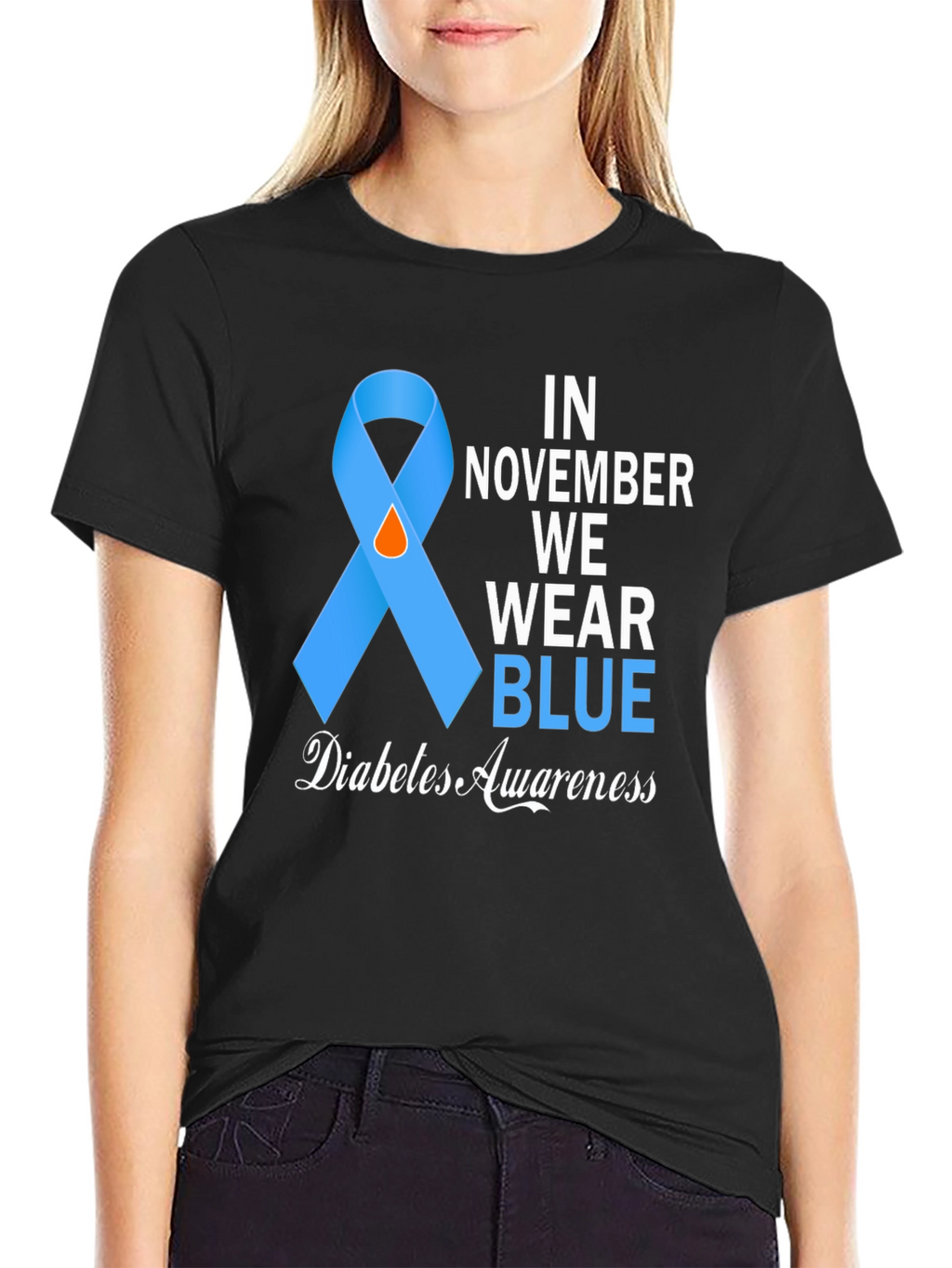 Diabetes Awareness Blue Ribbon T-Shirt