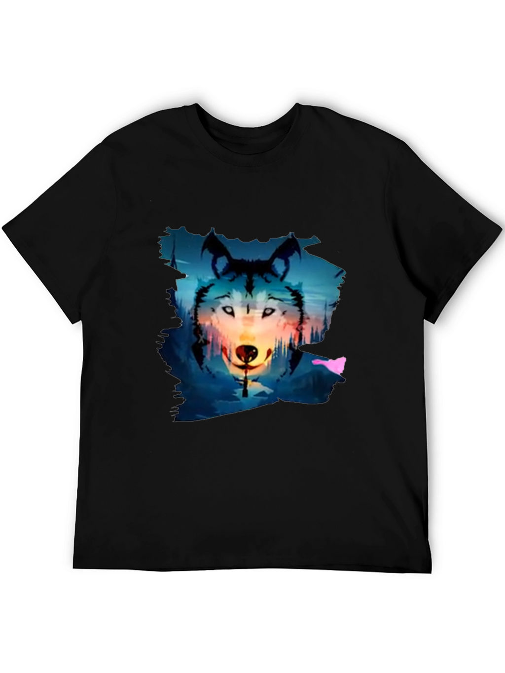 Wolf Graphic Tee - Black Cotton Blend T-Shirt