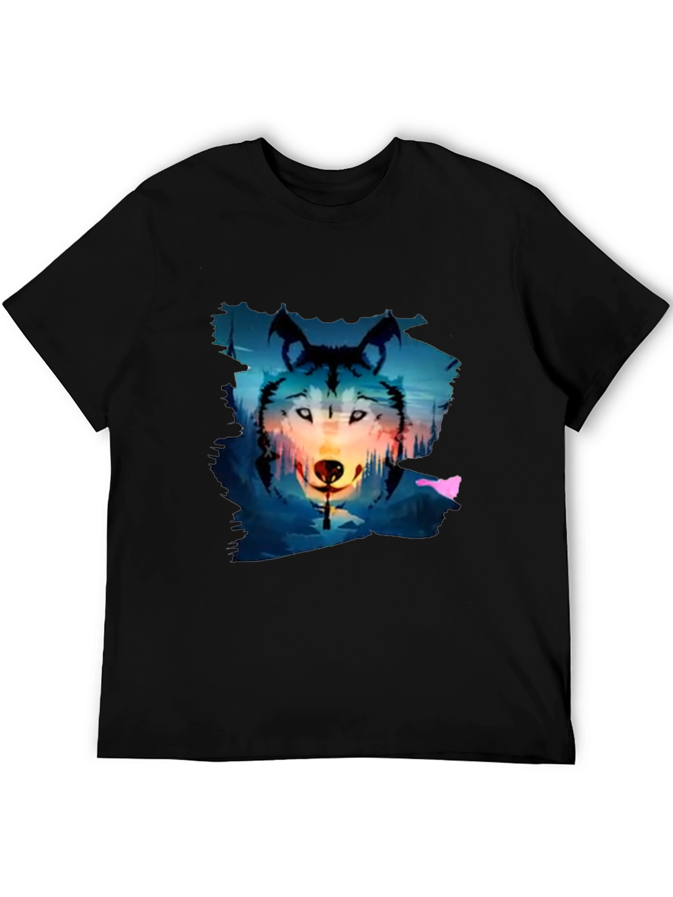 Wolf Graphic Tee - Black Cotton Blend T-Shirt